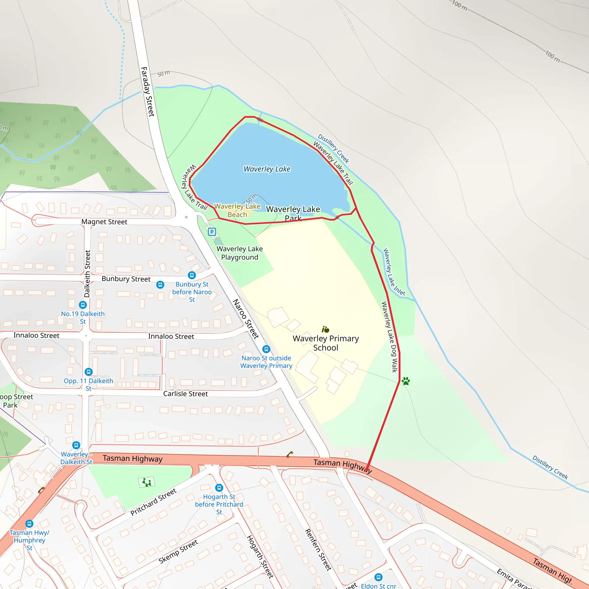 Waverley Lake Trail mobile static map