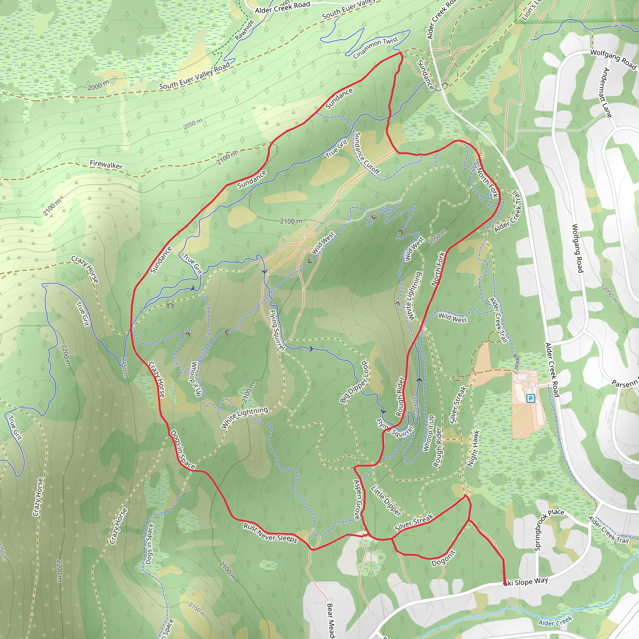 Silver Streak, Aspen Grove and Sundance Loop mobile static map