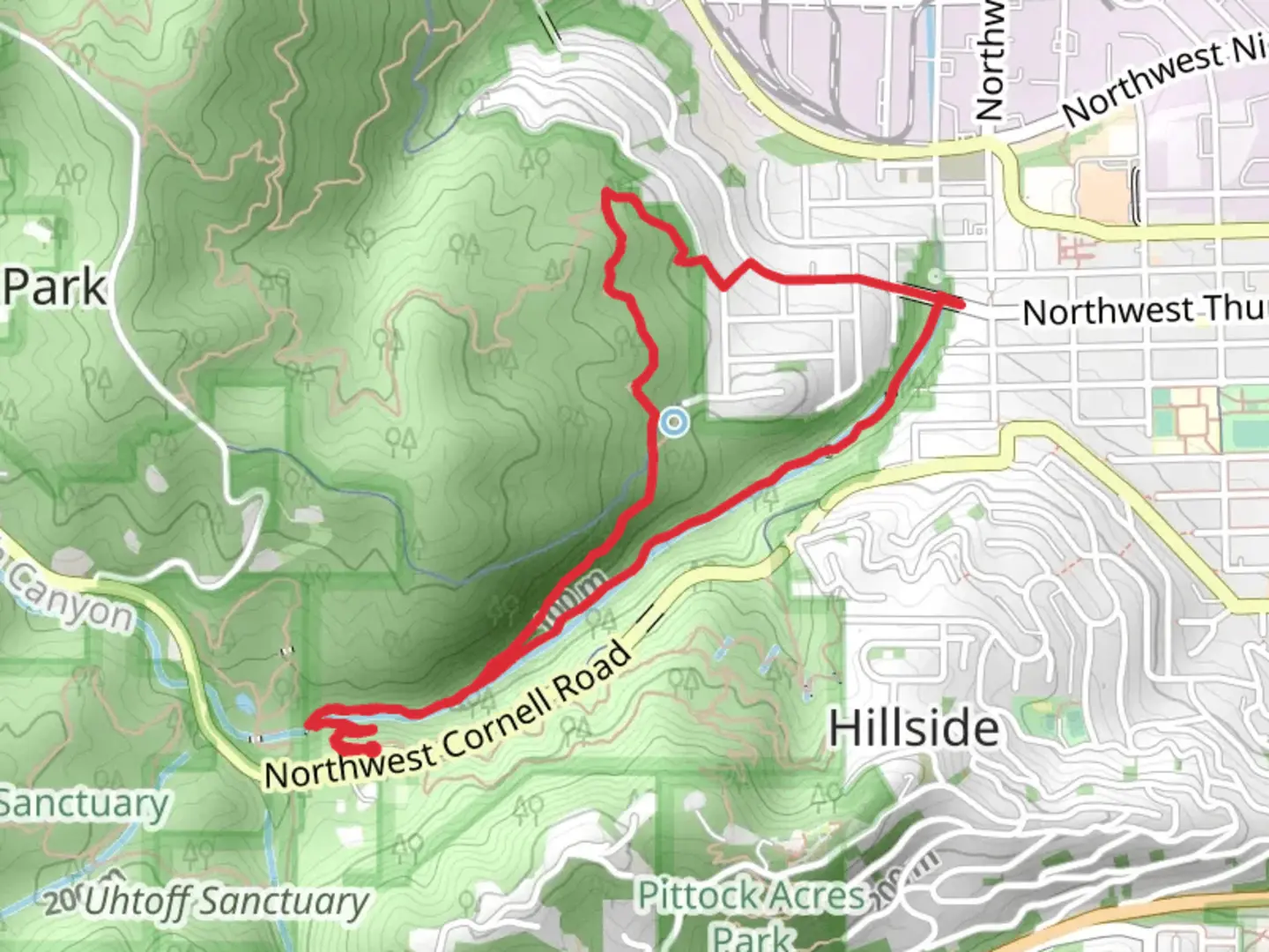 An image depicting the trail Wildwood and Lower Macleay Loop Trail and its surrounding area.
