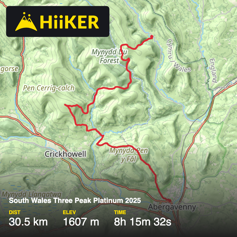 A map preview of the recording South Wales Three Peak Platinum 2025.