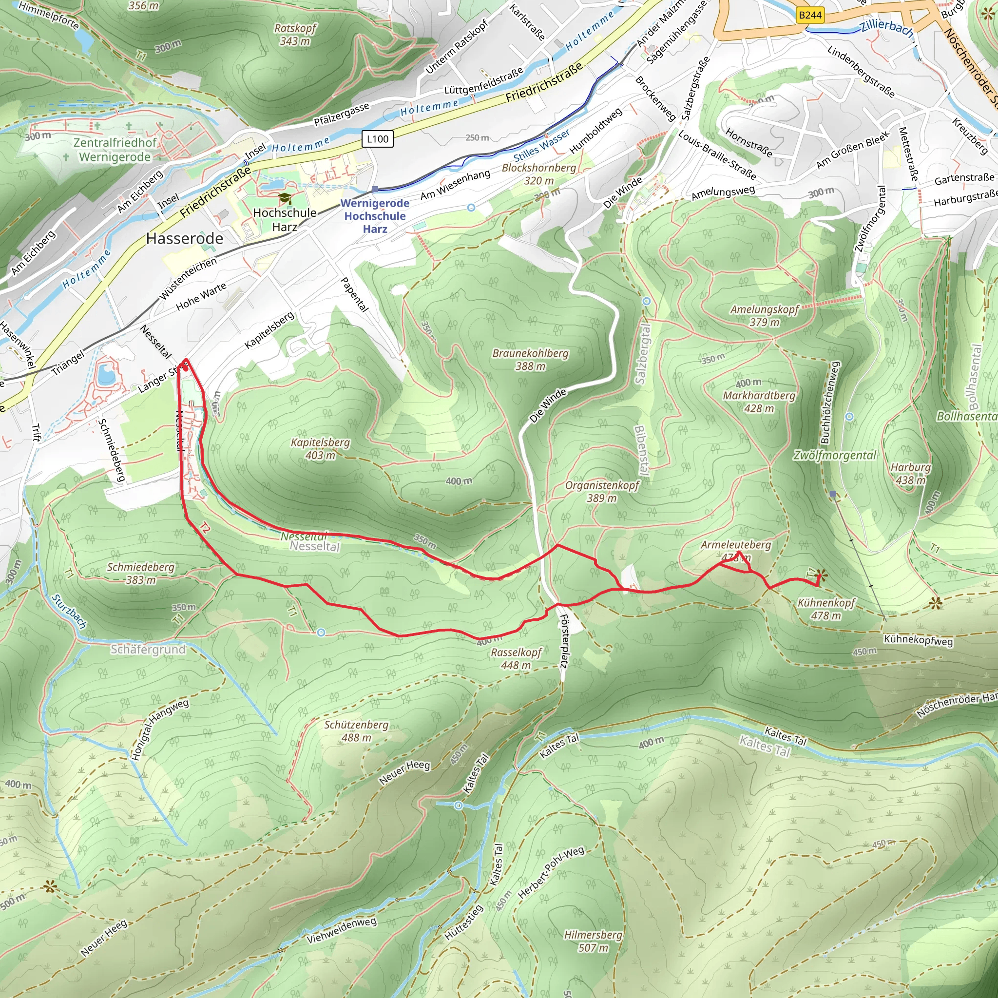 Kaiser Tower and Sangerbank Loop via Wernigerode Schmiedeberg Runde mobile static map