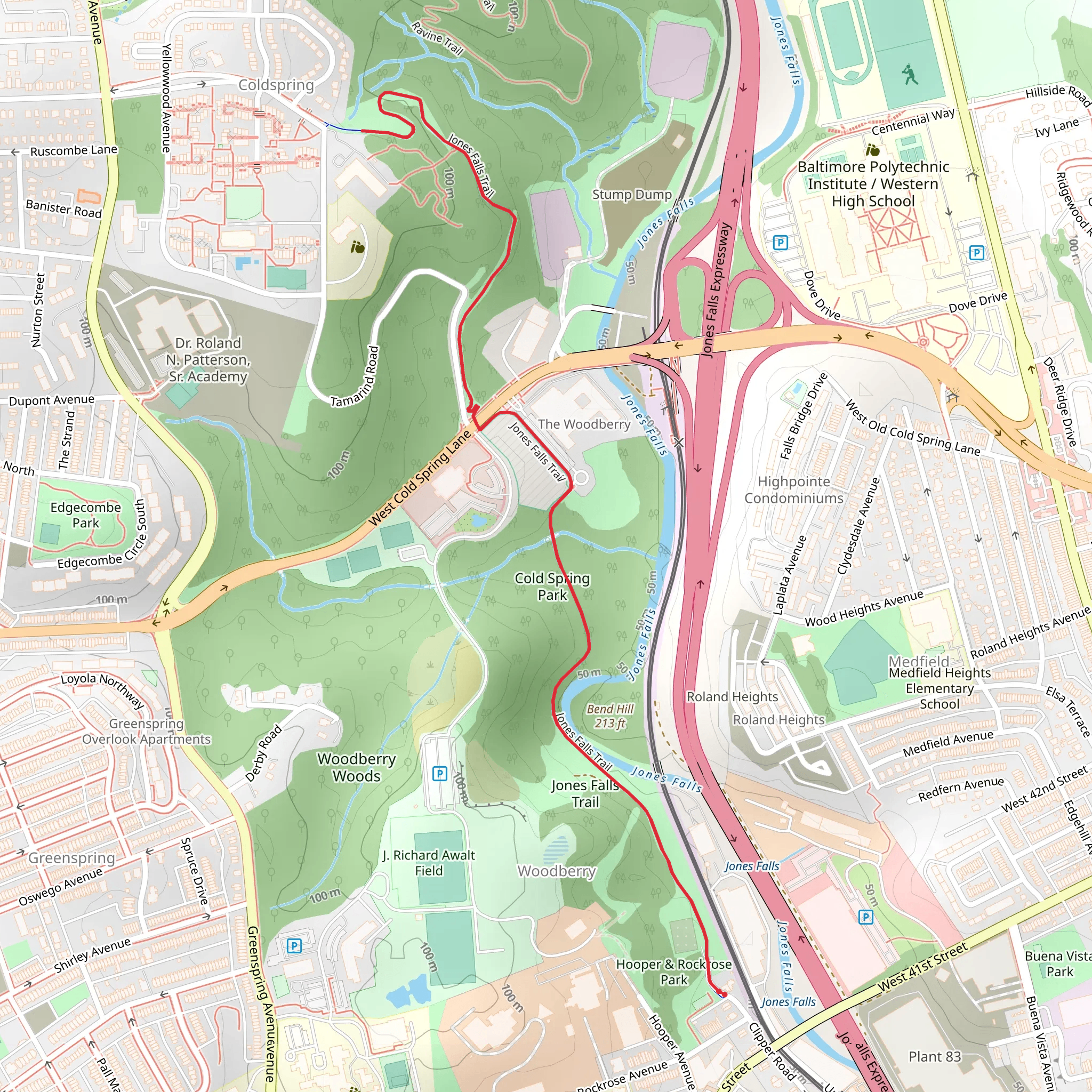 Jones Falls Trail mobile static map
