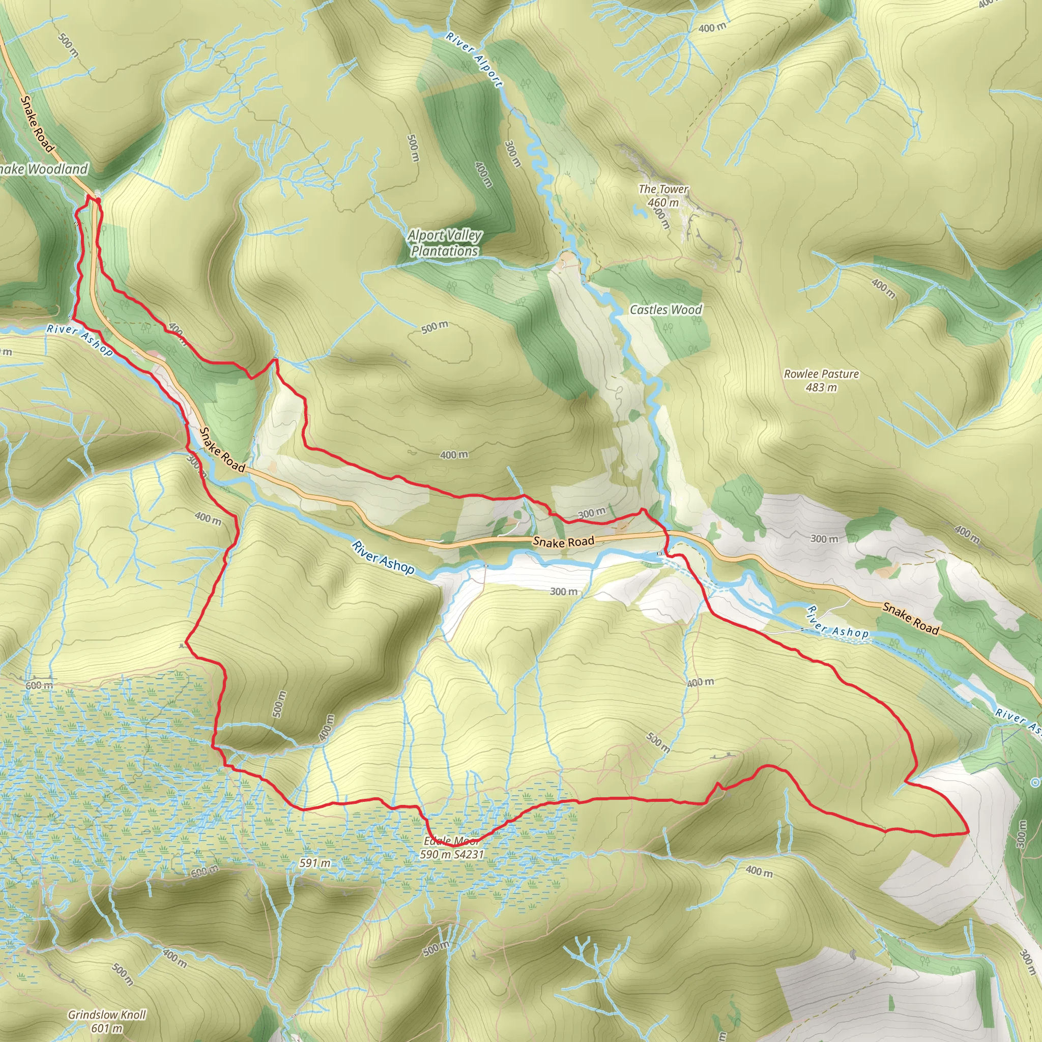 kinder via Brookstone hill (Edale moor trig) mobile static map