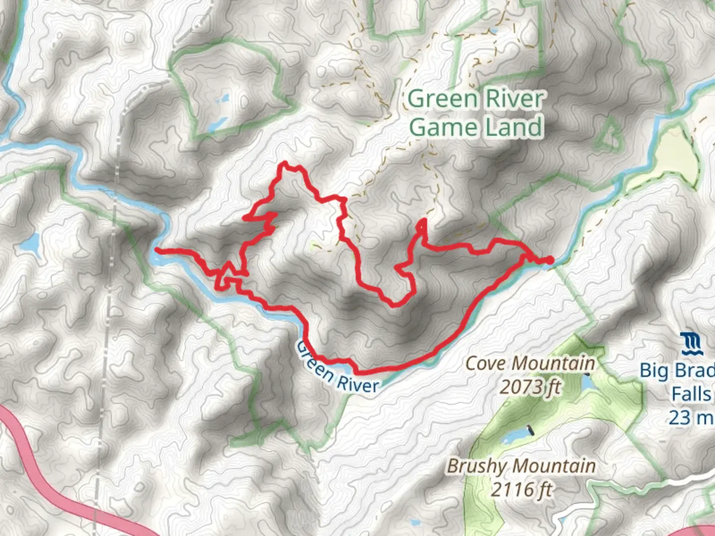 An image depicting the trail Bluff and Green River Cove Loop Trail and its surrounding area.