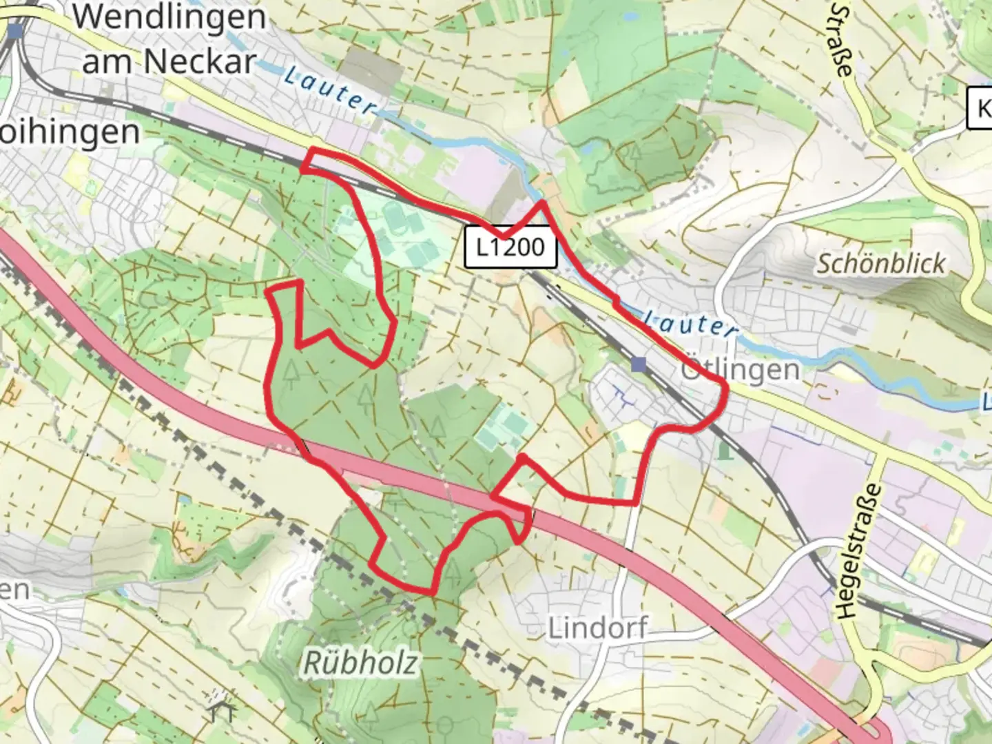An image depicting the trail Otlingen Loop via Ringerbrunnen and its surrounding area.