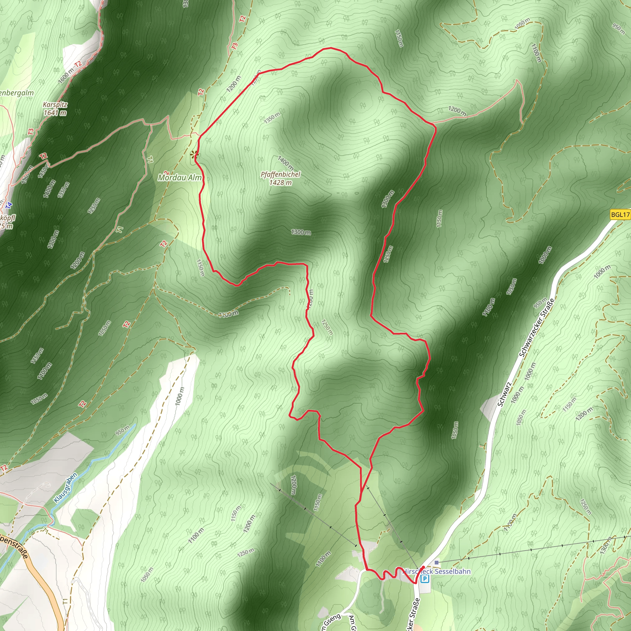 Pfaffenbichel Loop via Am Gseng mobile static map