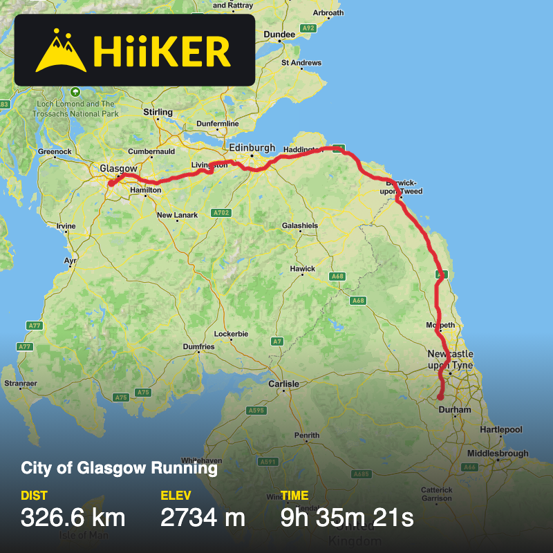 A map preview of the recording City of Glasgow Running.
