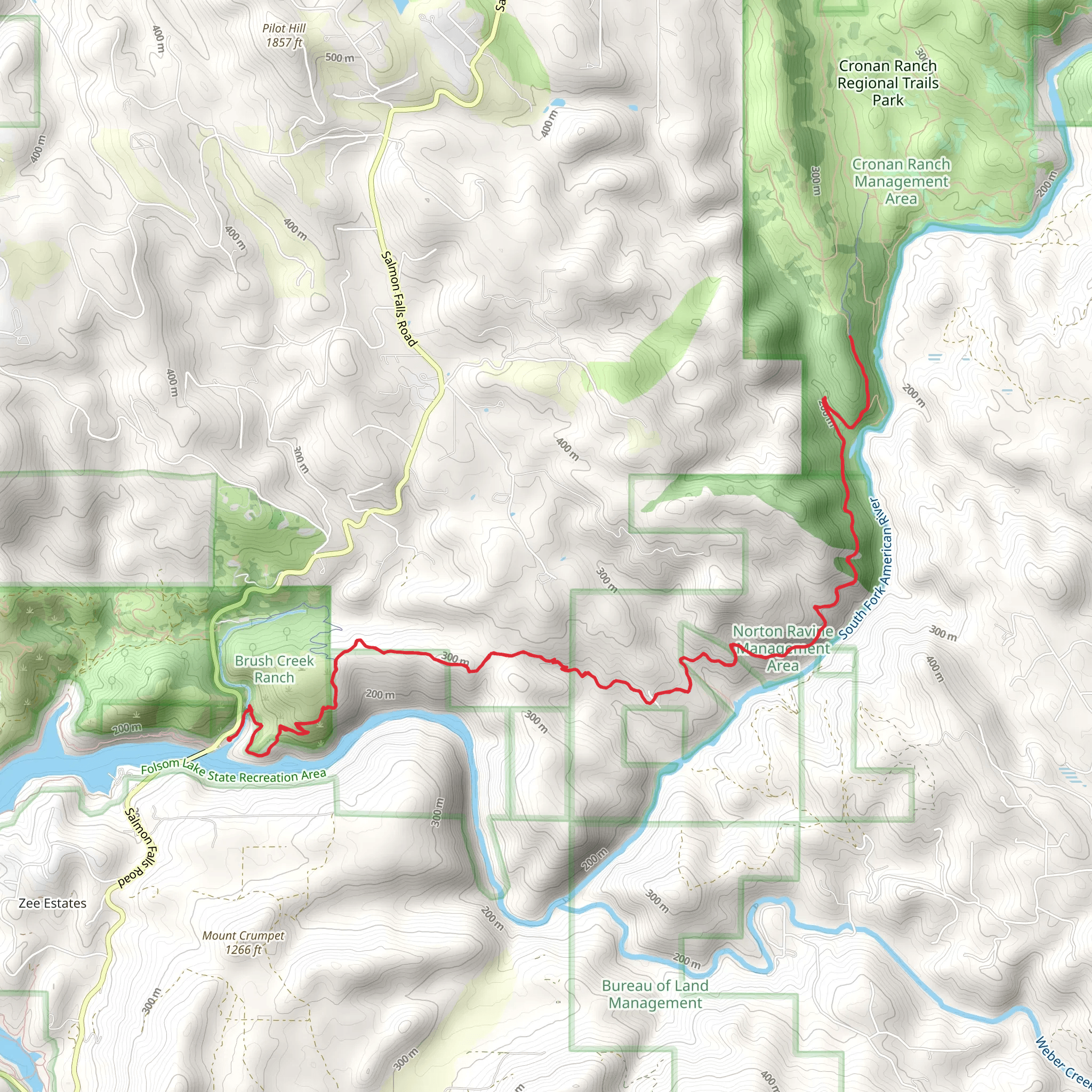 South Fork American River Trail - Short mobile static map