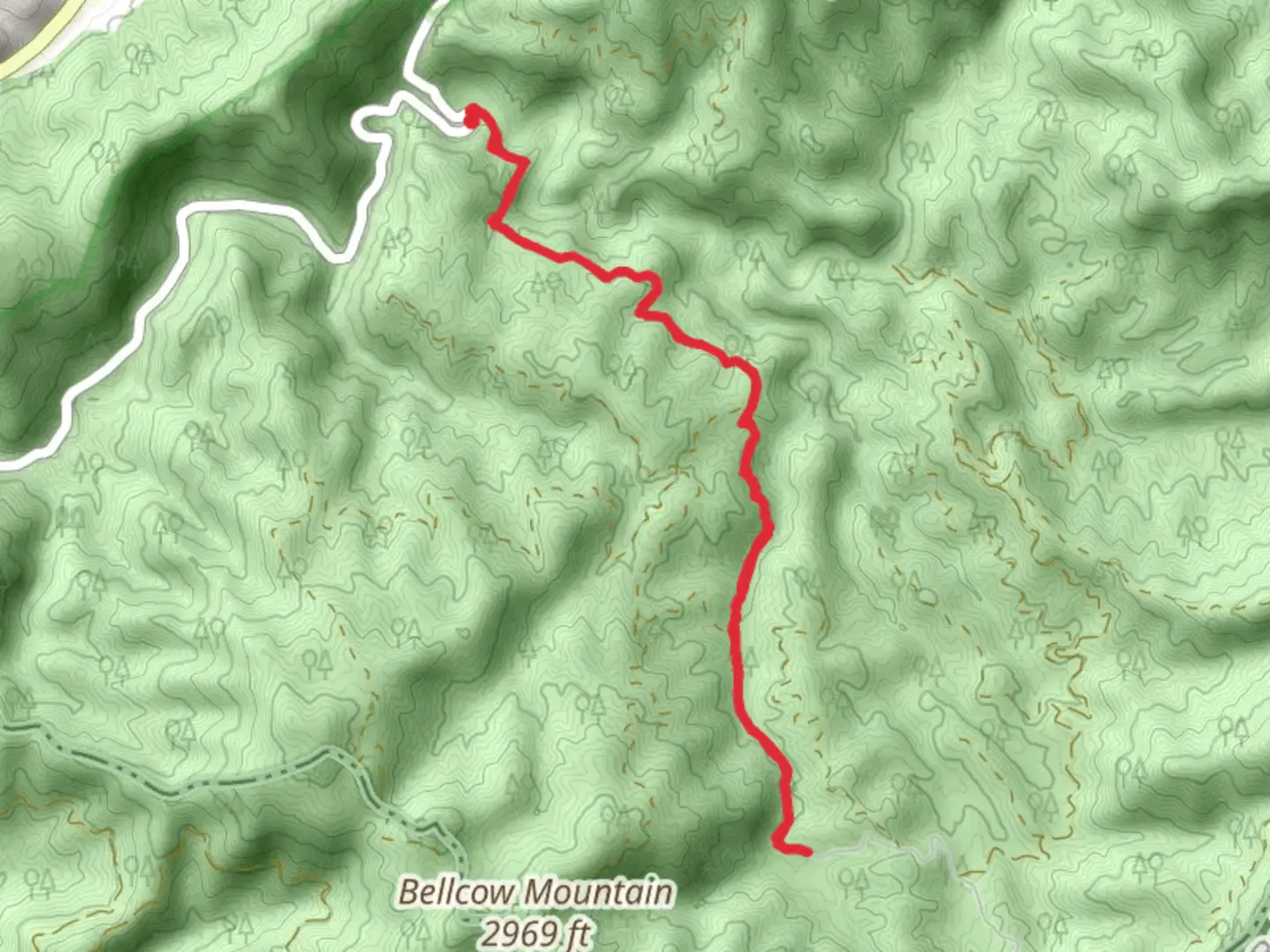 An image depicting the trail Hurricane Gap Road and its surrounding area.