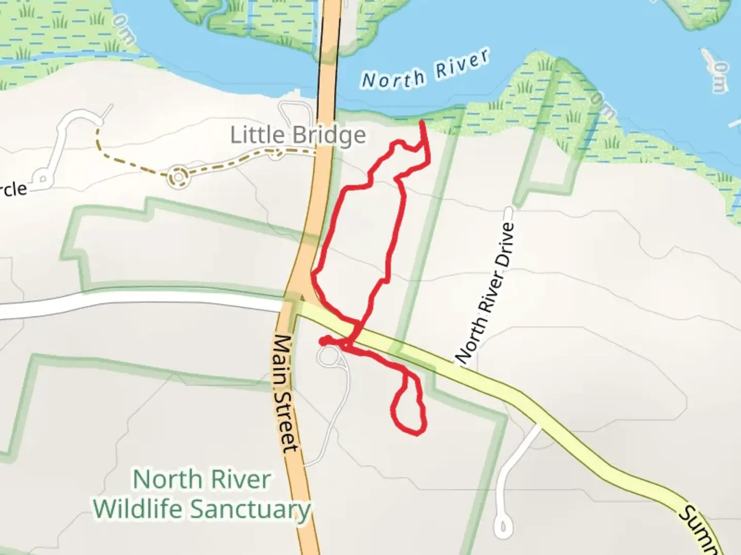 An image depicting the trail North River - Spring Street and its surrounding area.