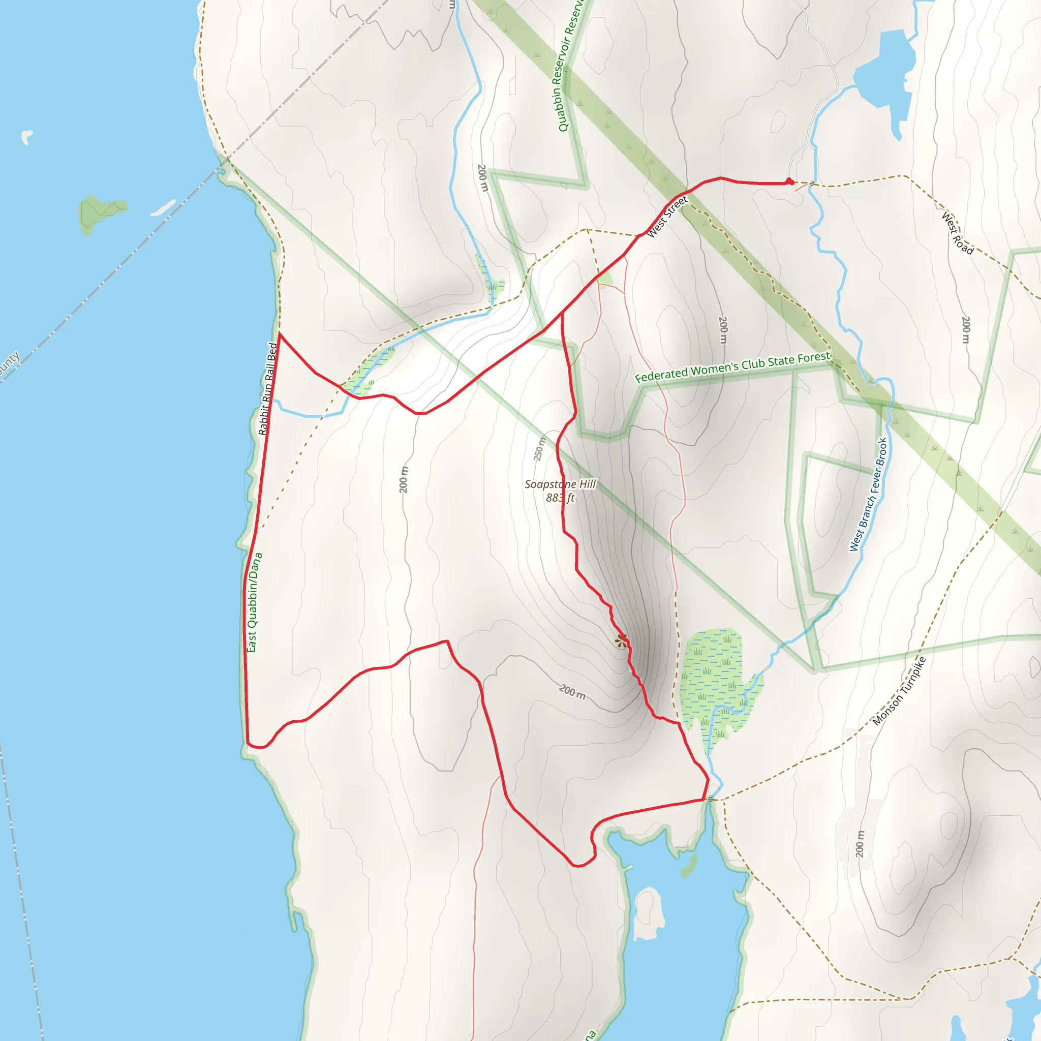 Soapstone Hill and West Branch Fever Brook Loop mobile static map