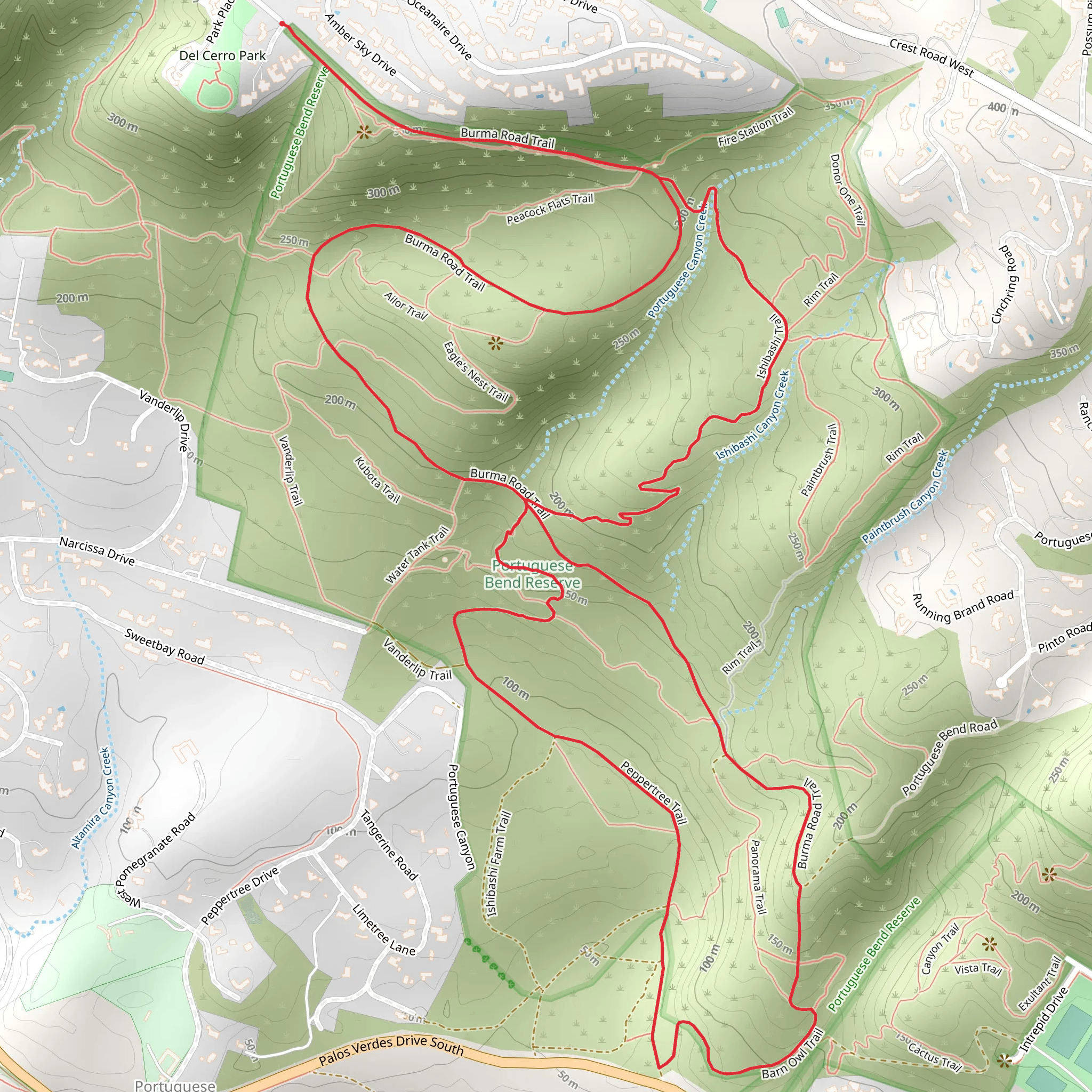 Burma Road and Peppertree Loop Trail mobile static map