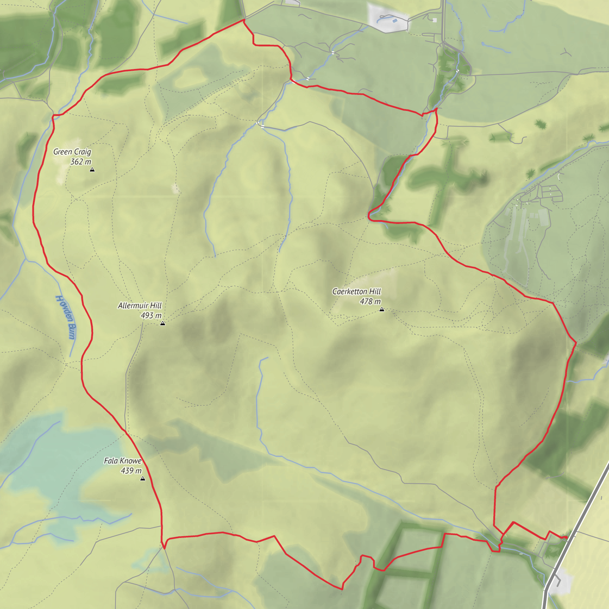 Woodhouselee Hill, Fala Knowe, Hillend Hill and Boghall Plantation Loop mobile static map
