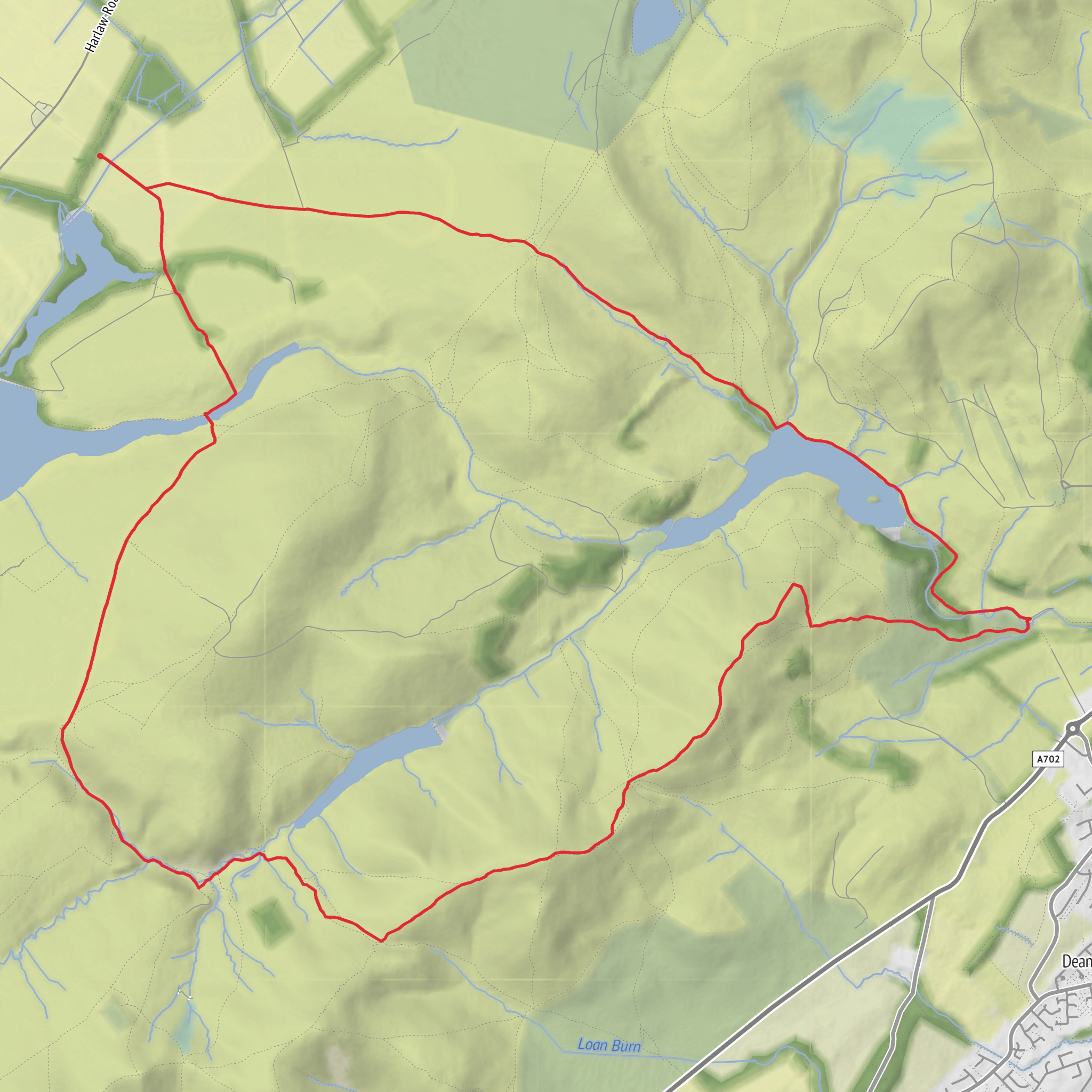 Threipmuir Reservoir, Carnethy Hill, White Craig Heads and Glencorse Reservoir Loop mobile static map