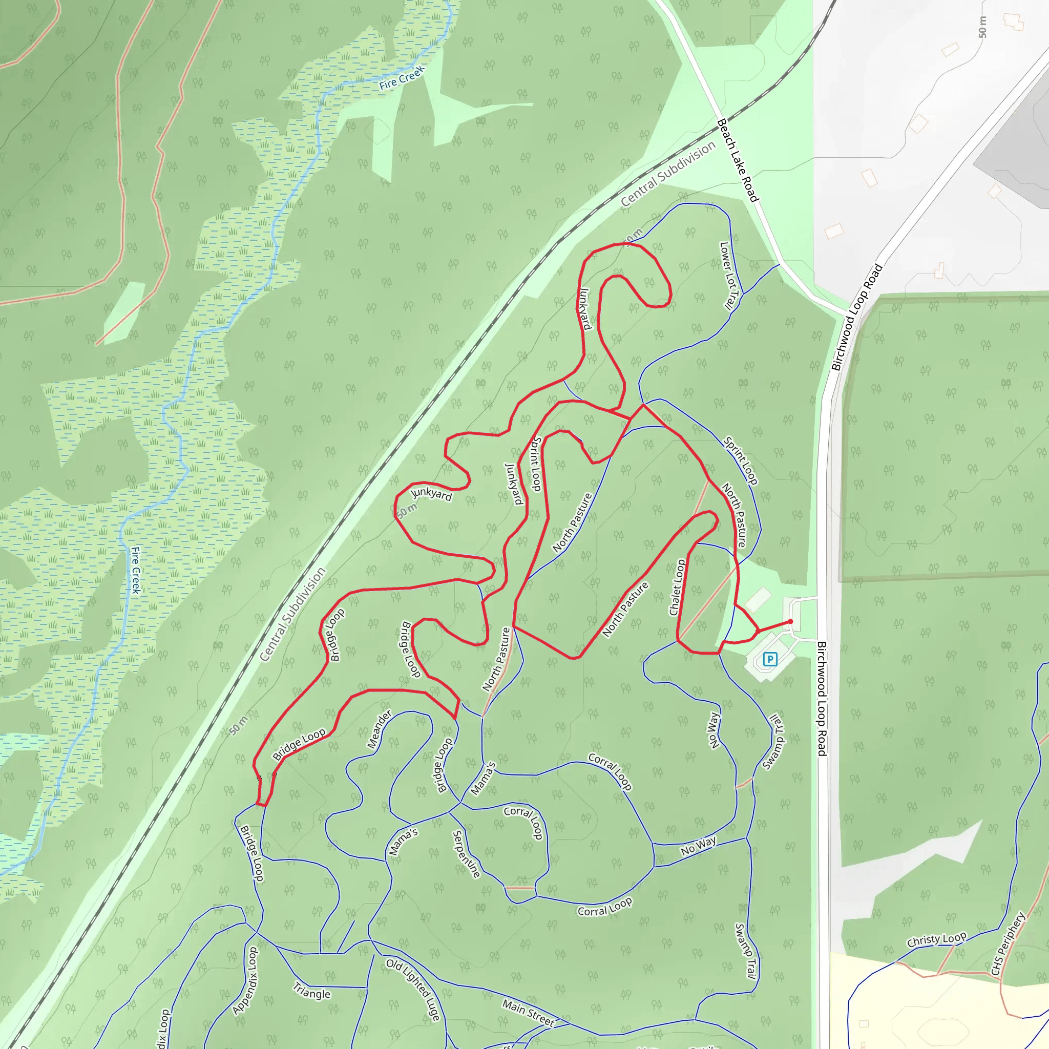 Chalet, North Pasture and Bridge Loop mobile static map