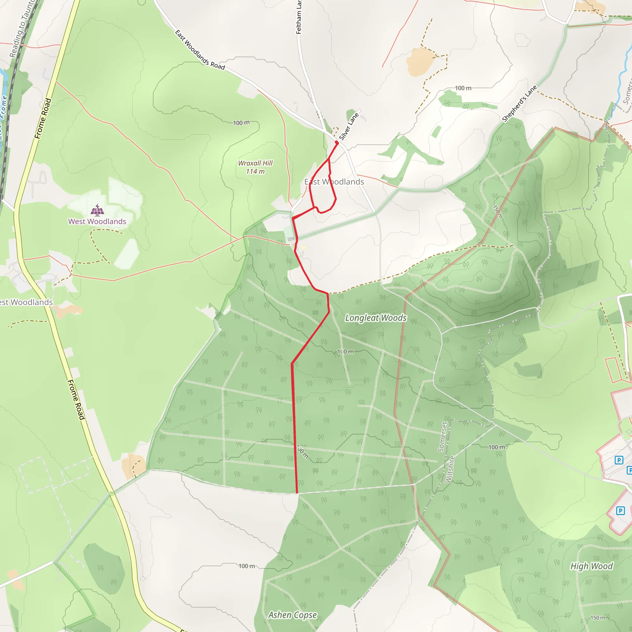 East Woodlands and Lower Woods Walk mobile static map