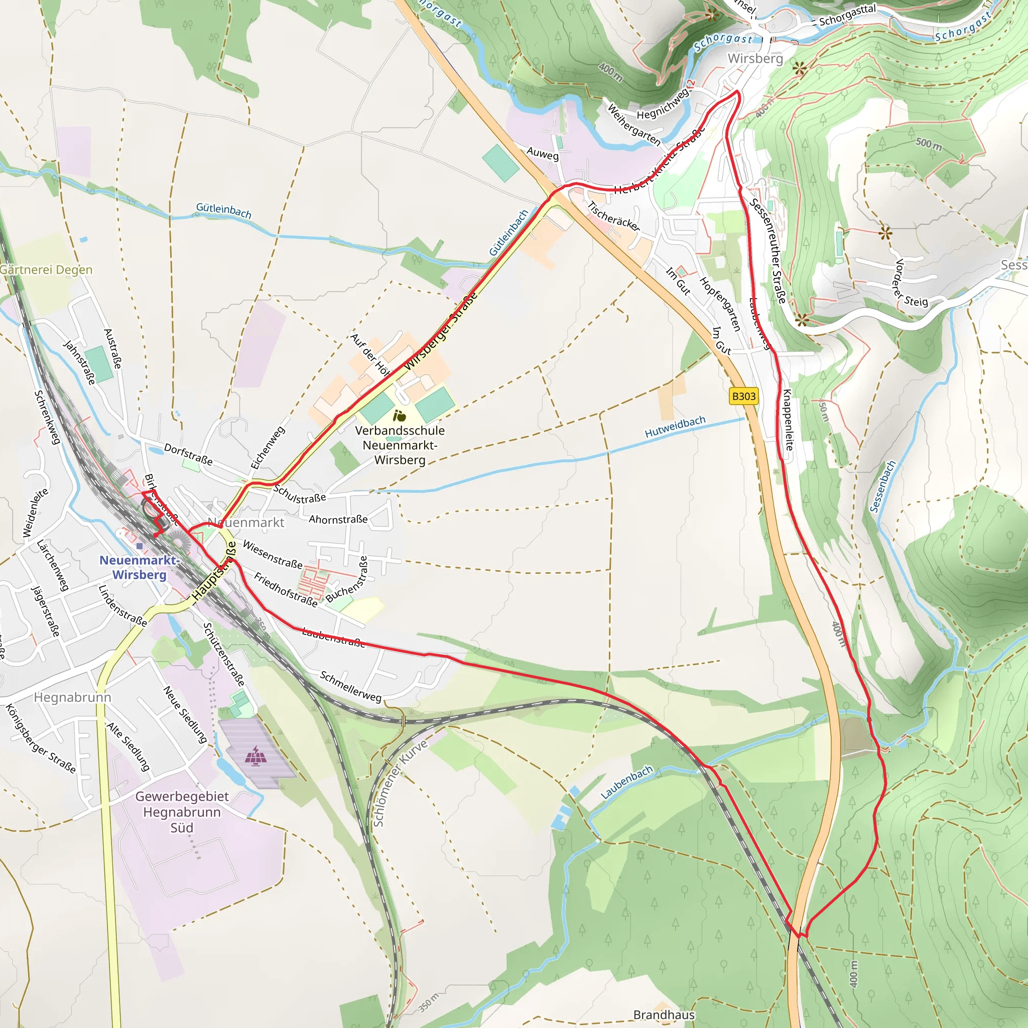 Schmetterlingsweg and Frankenswaldsteig mobile static map
