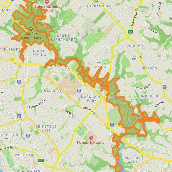 Lane Cove National Park mobile static map