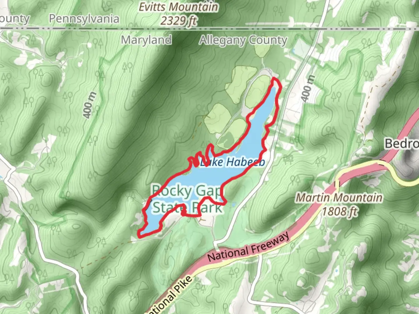 An image depicting the trail Lake Habeeb via Lakeside Loop Trail and its surrounding area.