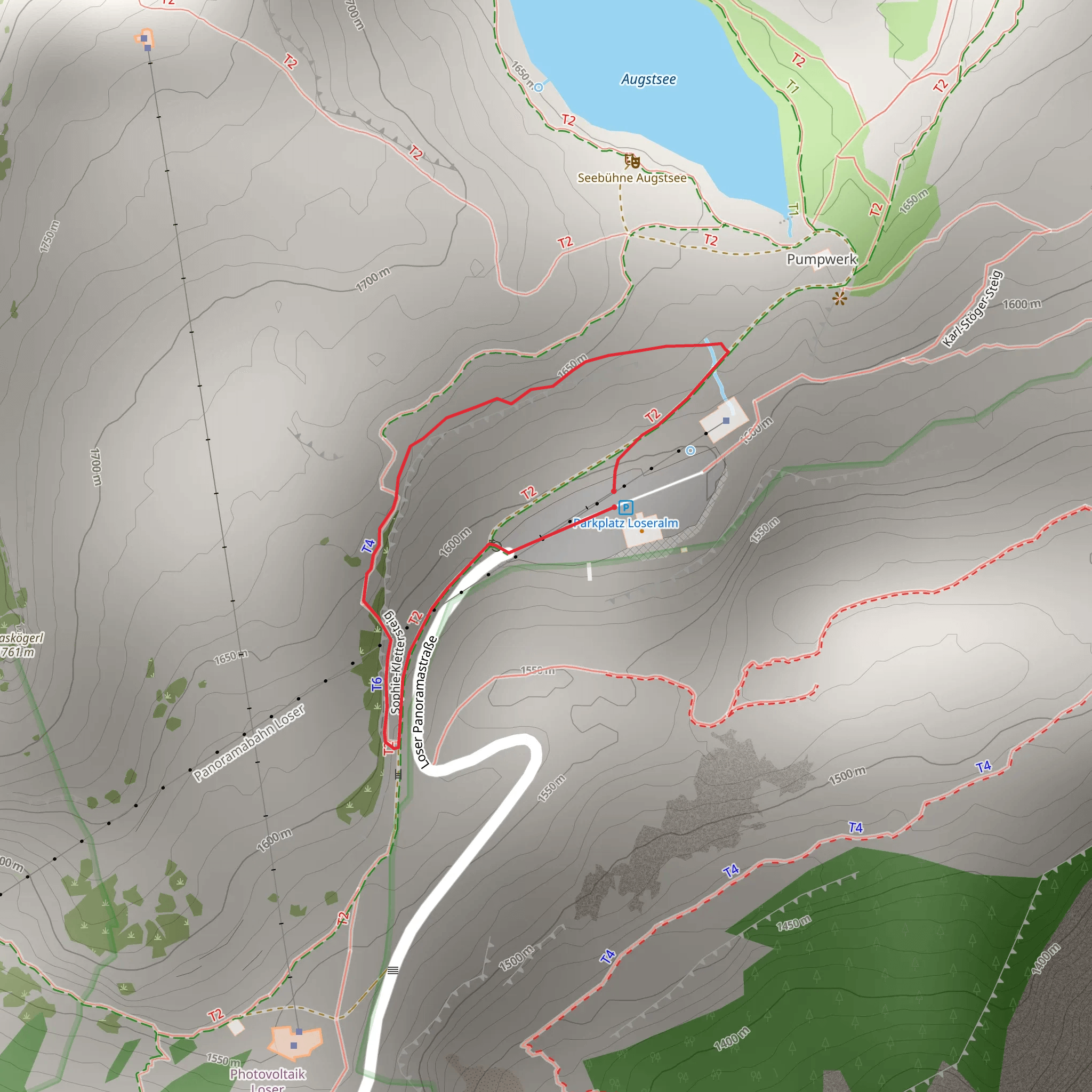Via ferrata SOPHIE at the Loser mobile static map