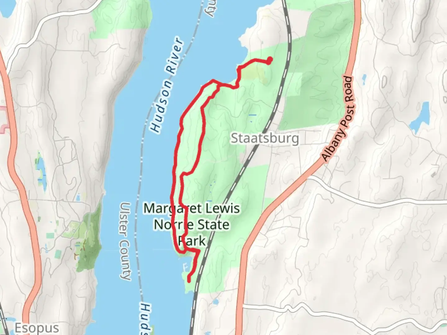An image depicting the trail Mills Norrie State Park and its surrounding area.
