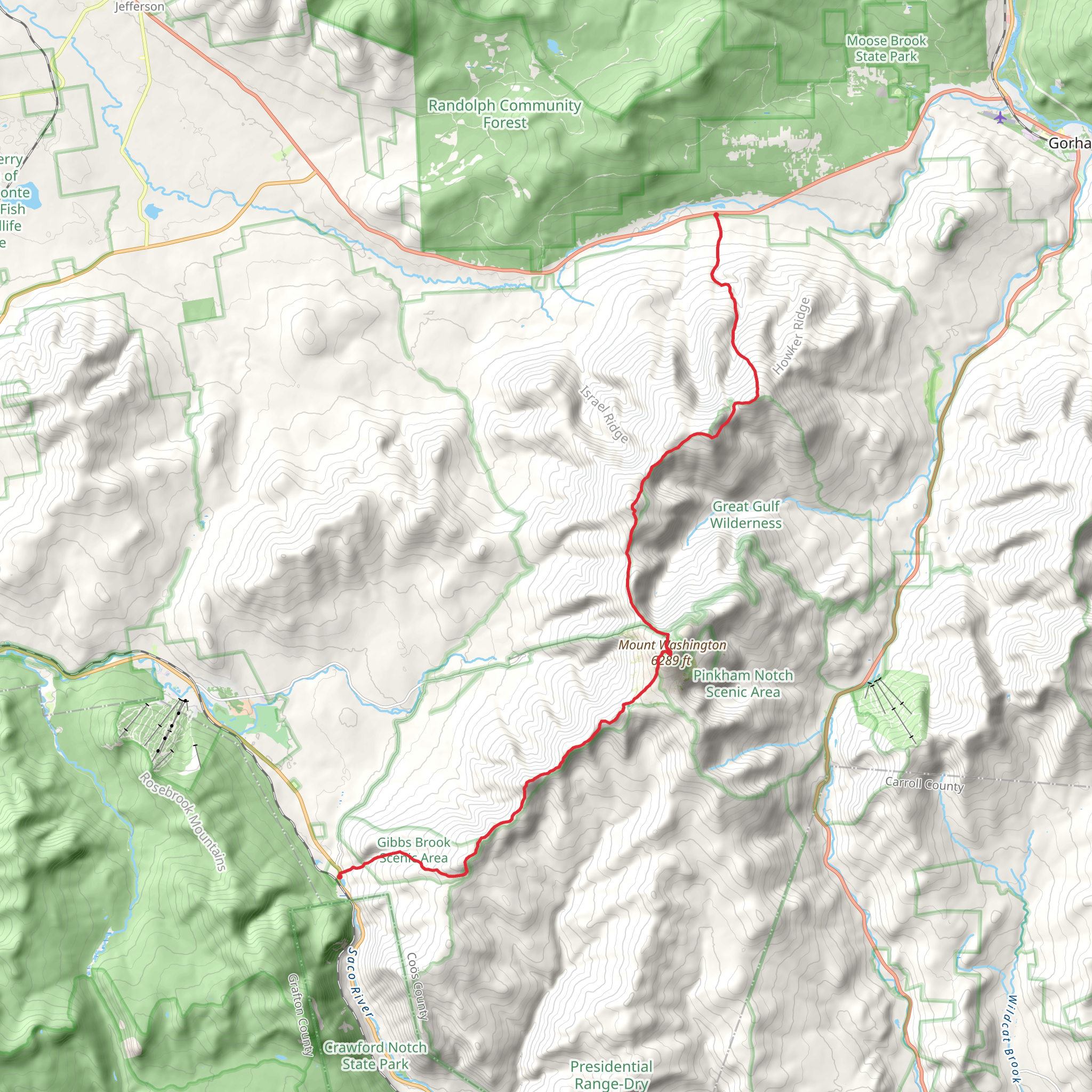 Mount Pierce, Mount Eisenhower, Mount Franklin and Mount Madison mobile static map