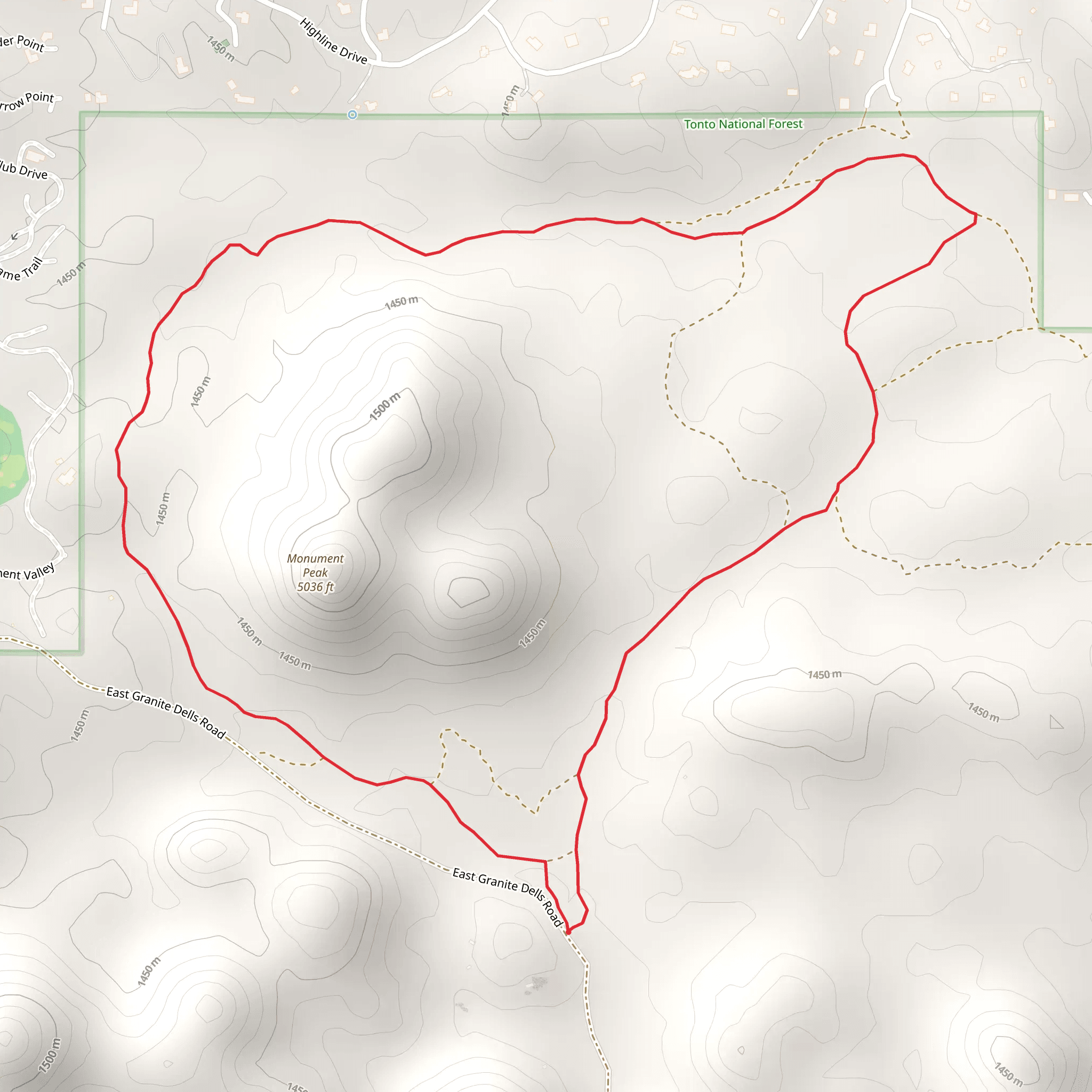 East Granite Dells Road Loop mobile static map