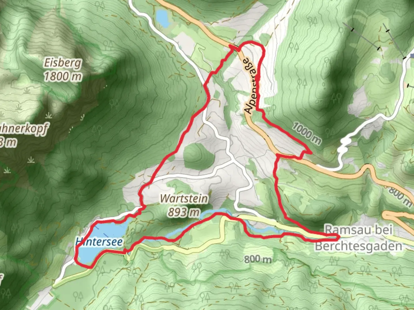 An image depicting the trail Hintersee via SalzAlpenSteig and Wanderweg and its surrounding area.