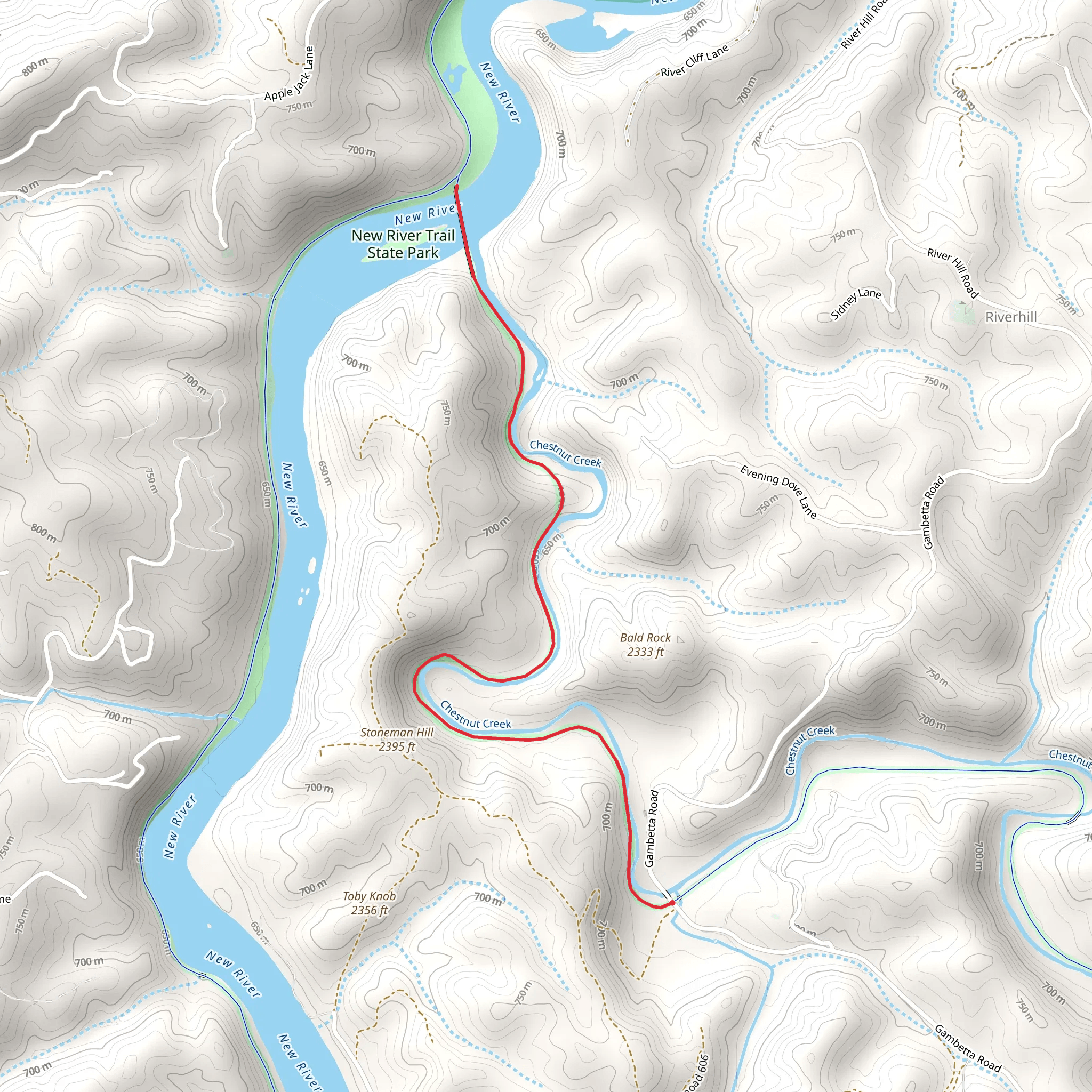 New River Trail mobile static map