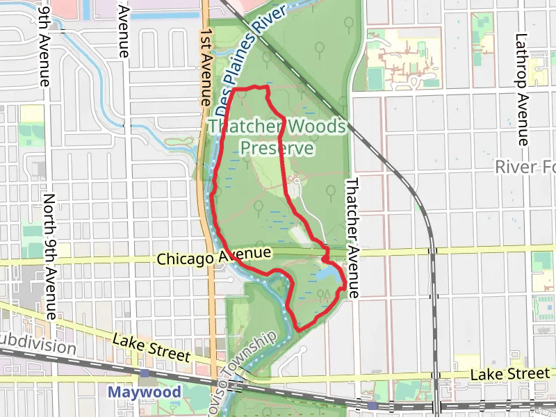 Thatcher Woods Hiking Trail Loop
