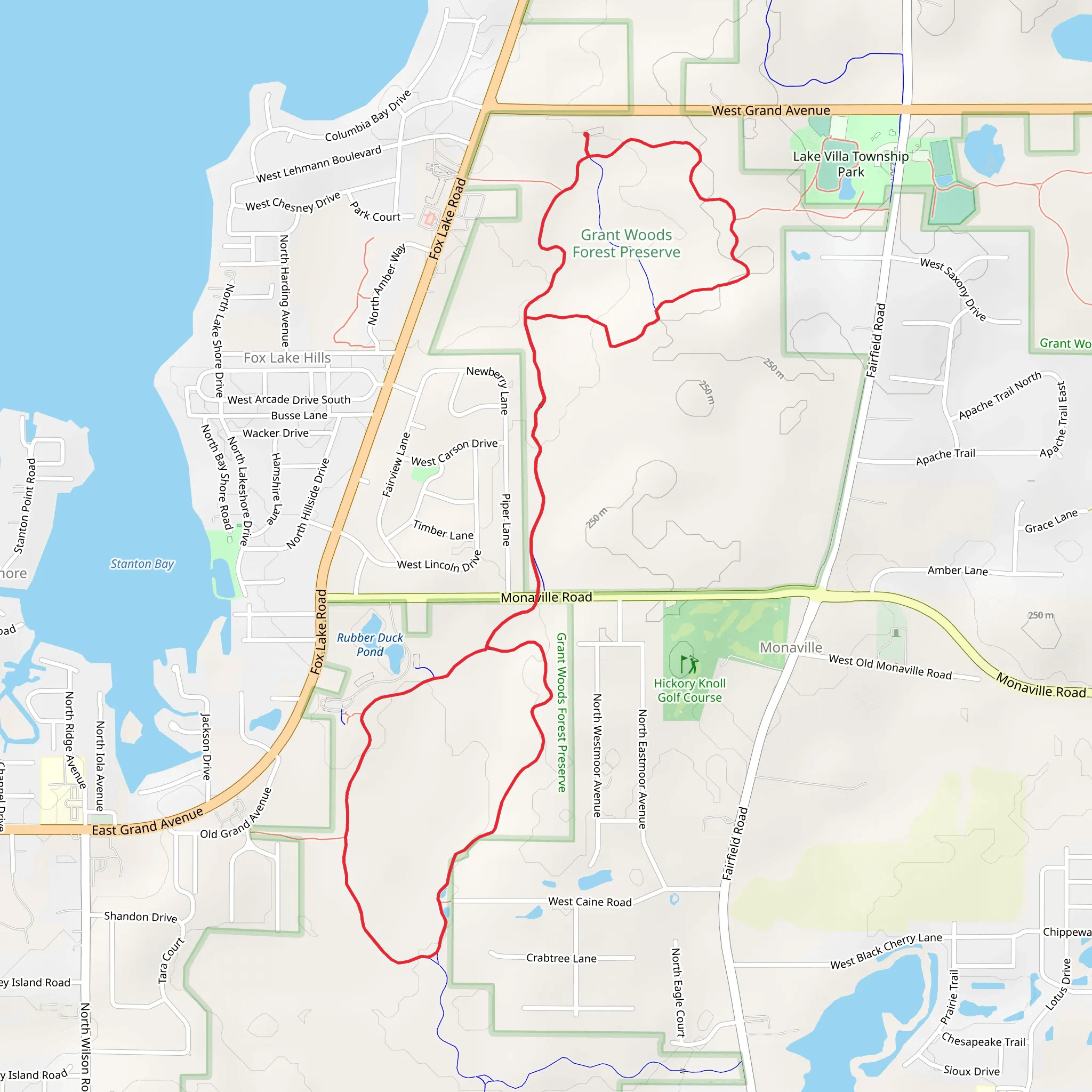 Grant Woods Forest Preserve Loop mobile static map