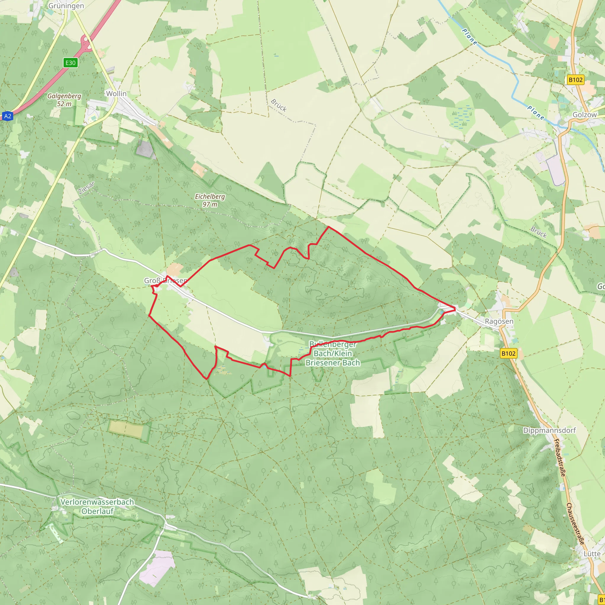 Grob Briesen and Bullenberg Loop mobile static map