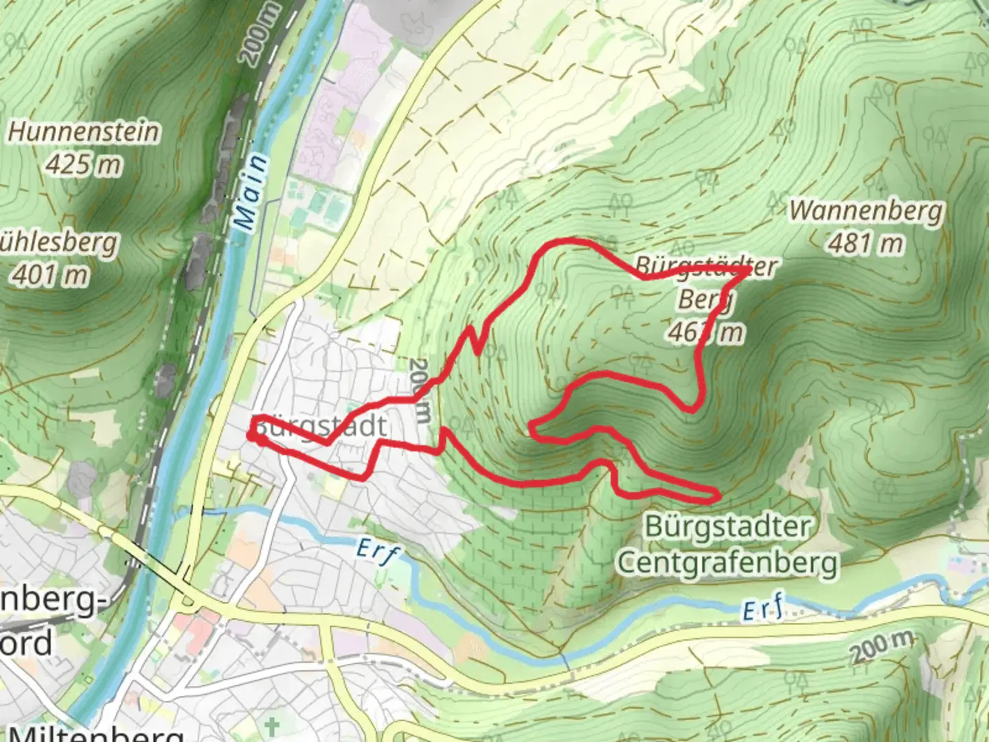 An image depicting the trail Ewaldsweg and Nibelungensteig Loop and its surrounding area.
