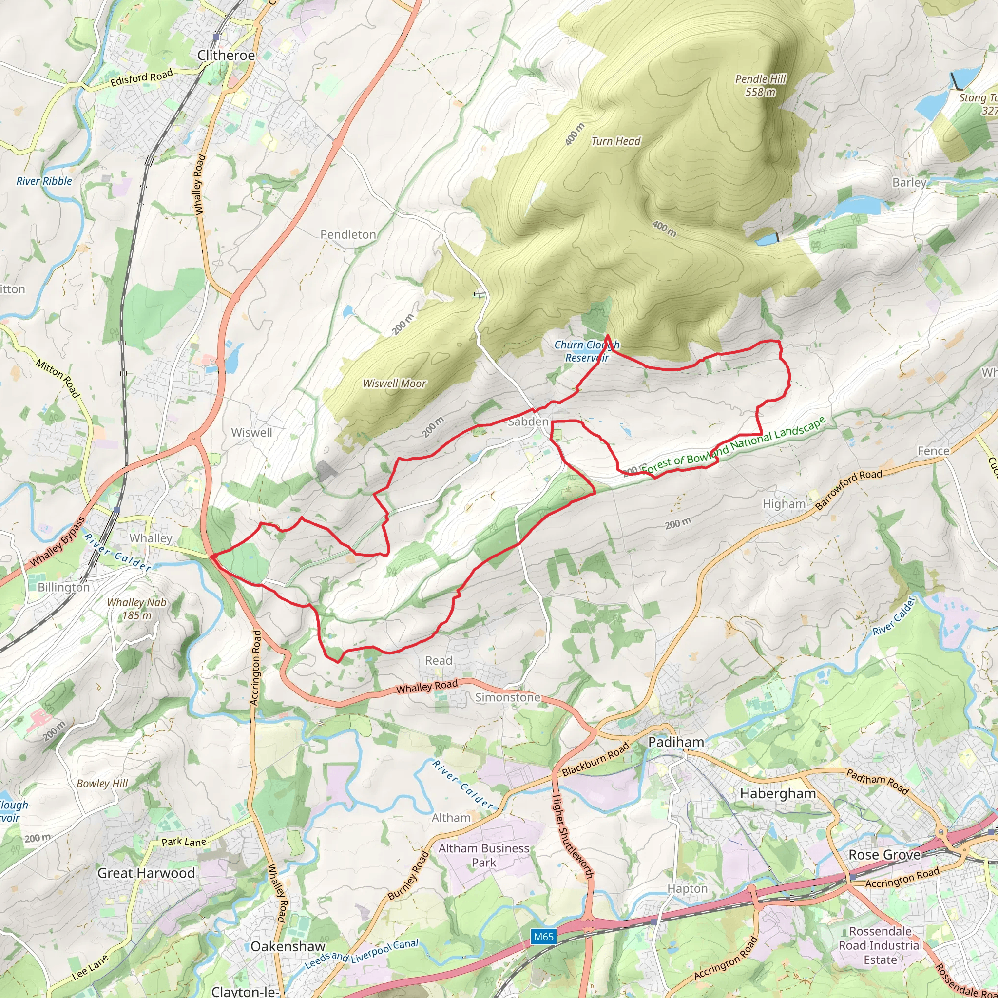 Whalley - Sabden Loop mobile static map