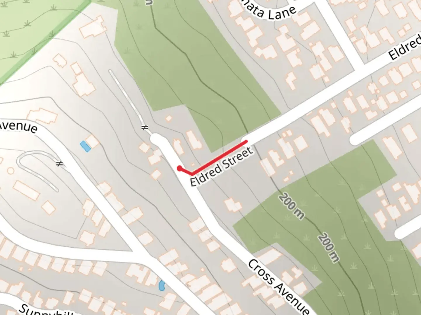 An image depicting the trail Eldred Street and its surrounding area.