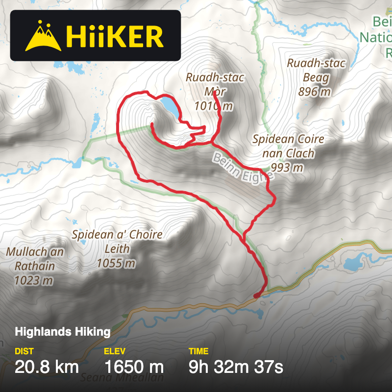 A map preview of the recording Highlands Hiking.
