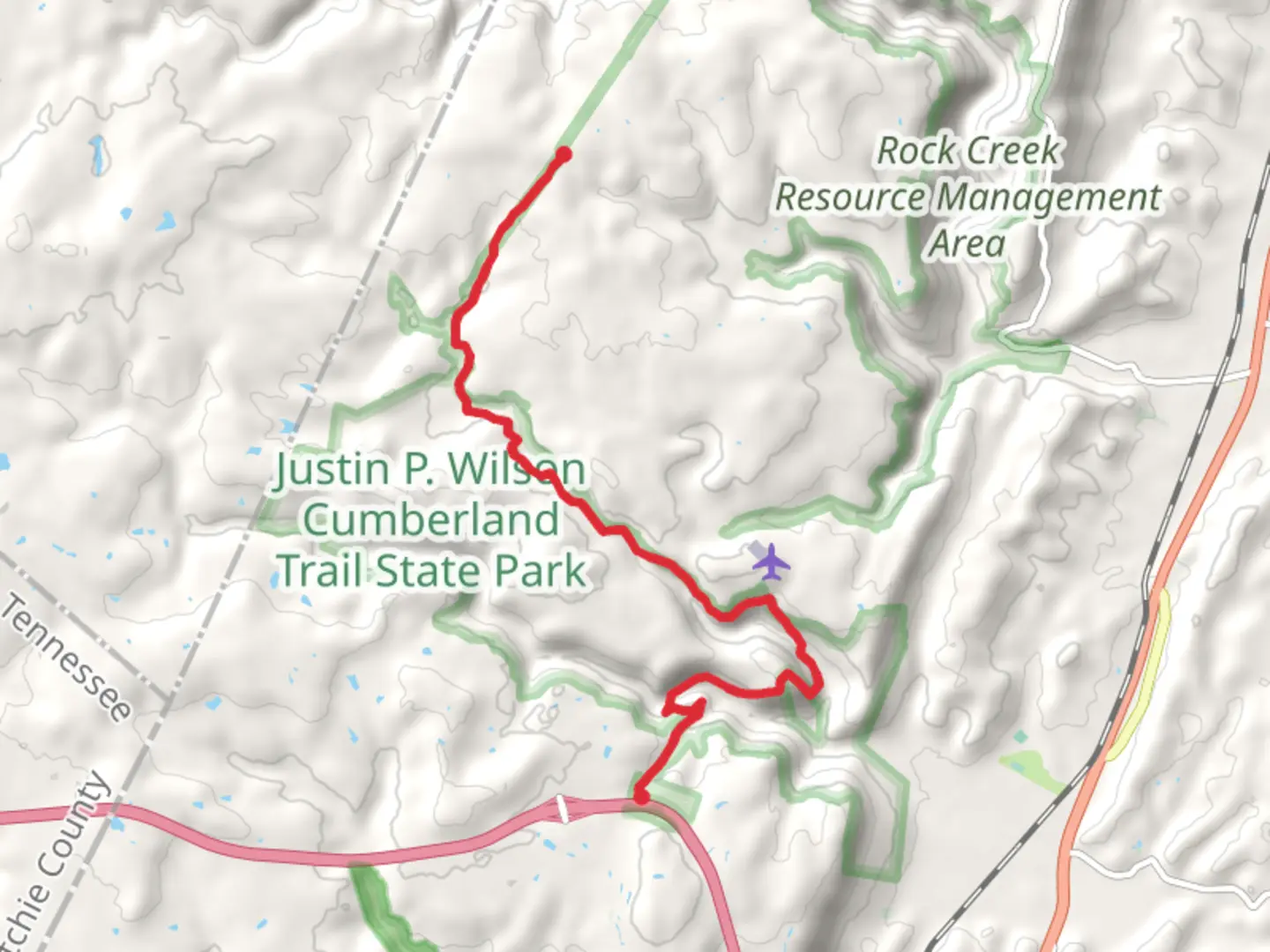 An image depicting the trail Cumberland Trail - Possum Creek Gorge Trail and its surrounding area.