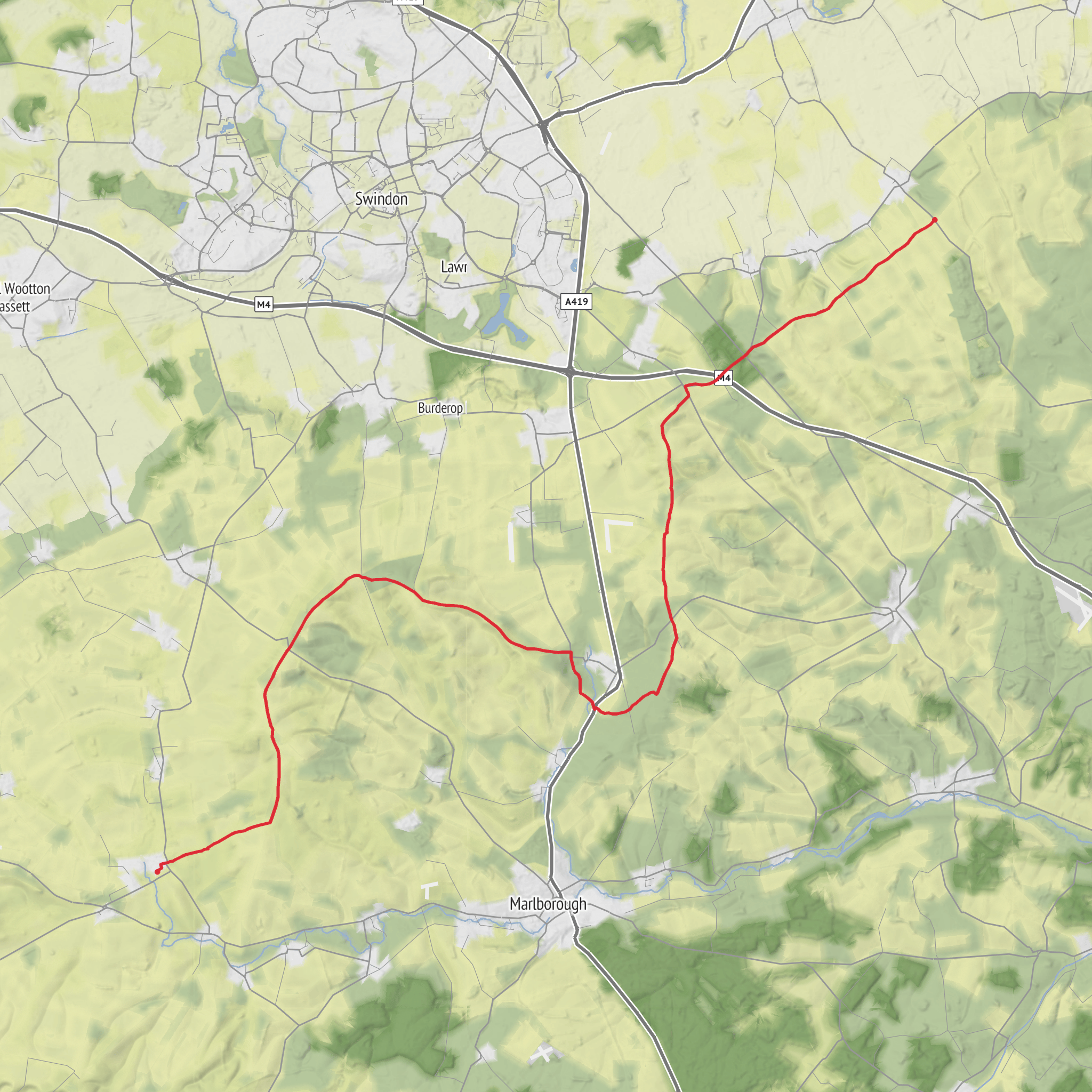 Avebury via Ridgeway mobile static map