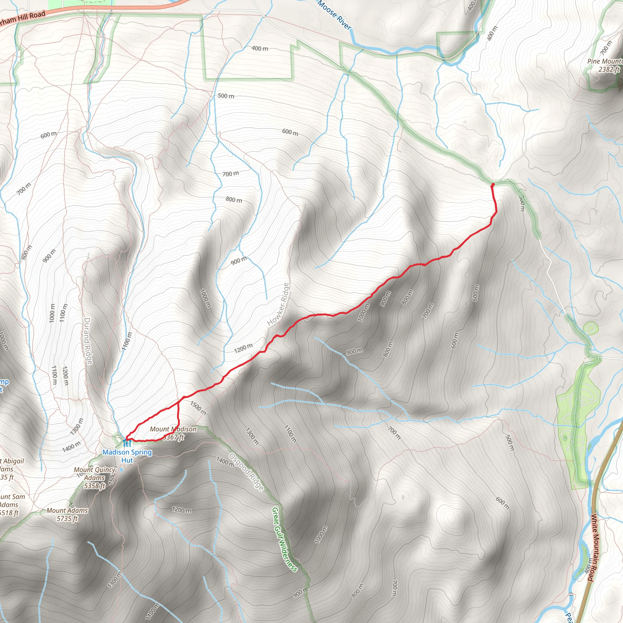 Mount Madison via Pine Link Trail mobile static map