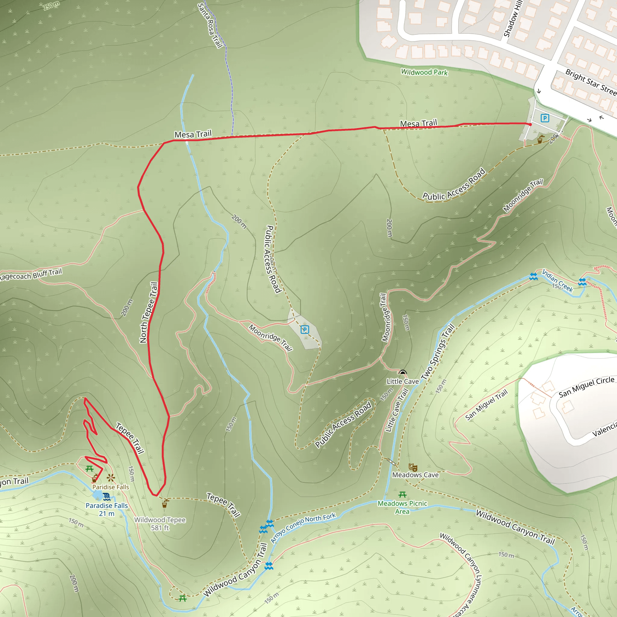 Mesa and Tepee Trail mobile static map