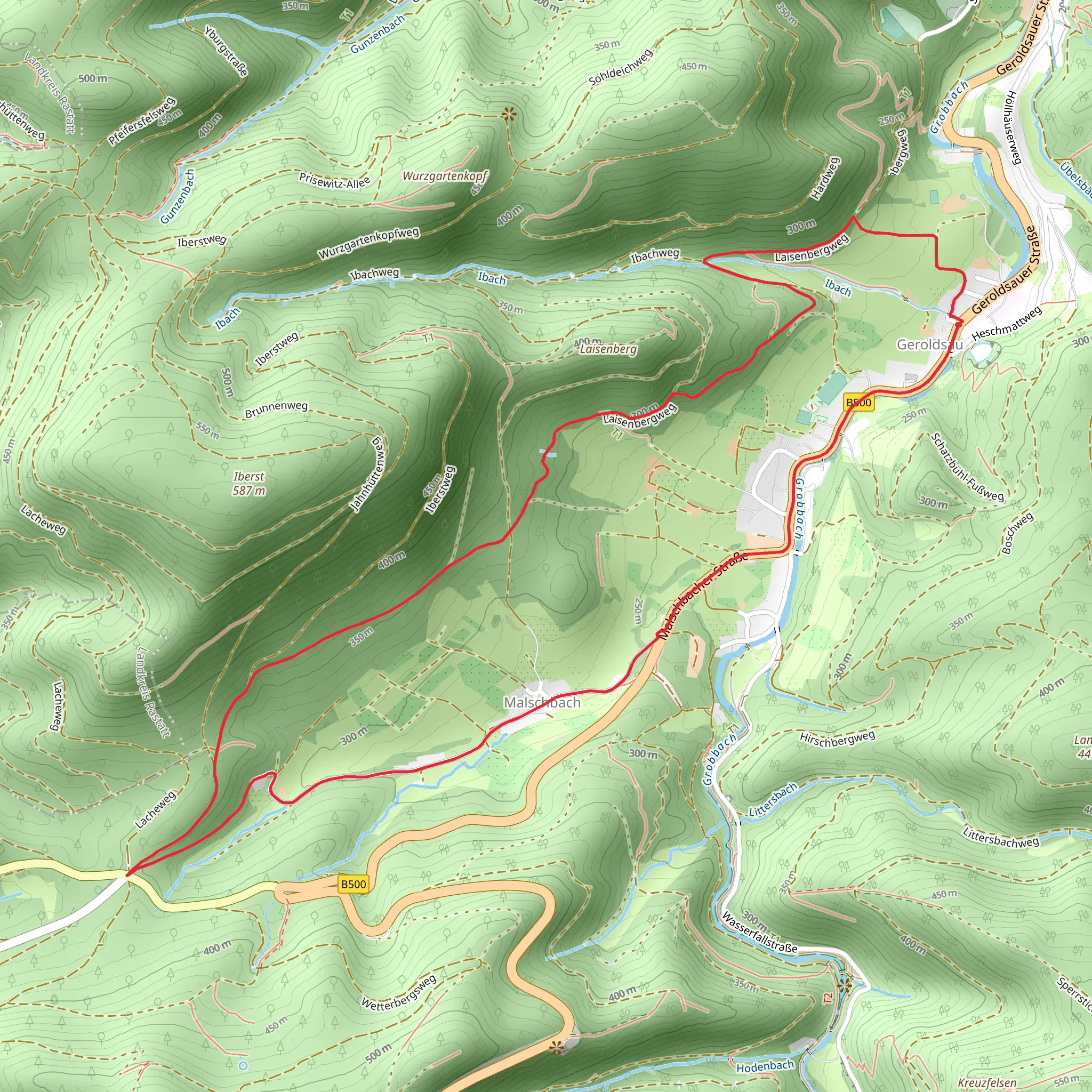 Doernsel Schoellkopfel and Malschbach Zimmerplatz Loop mobile static map
