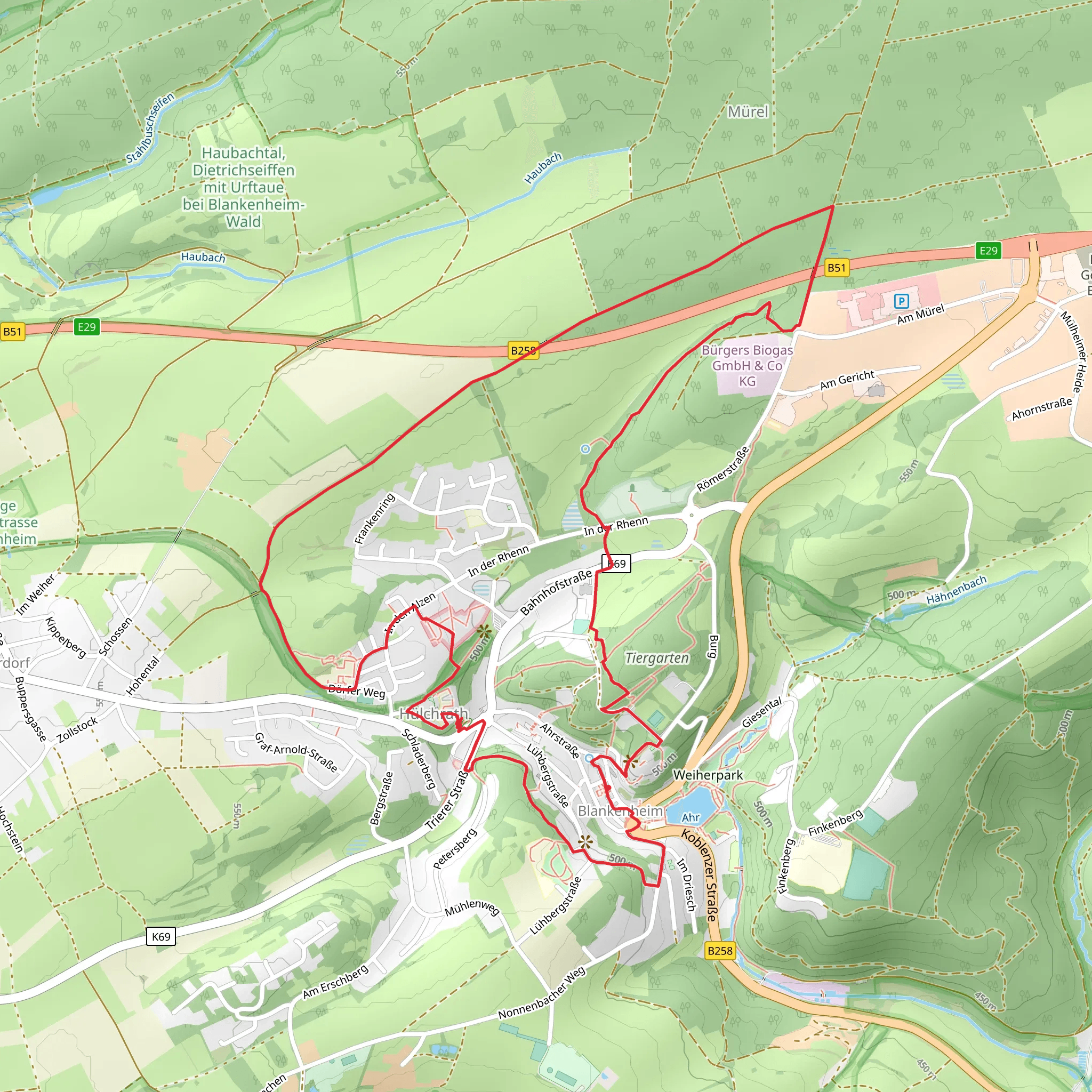 EifelSchleife Urspruenge Blankenheims and Felsenweg mobile static map