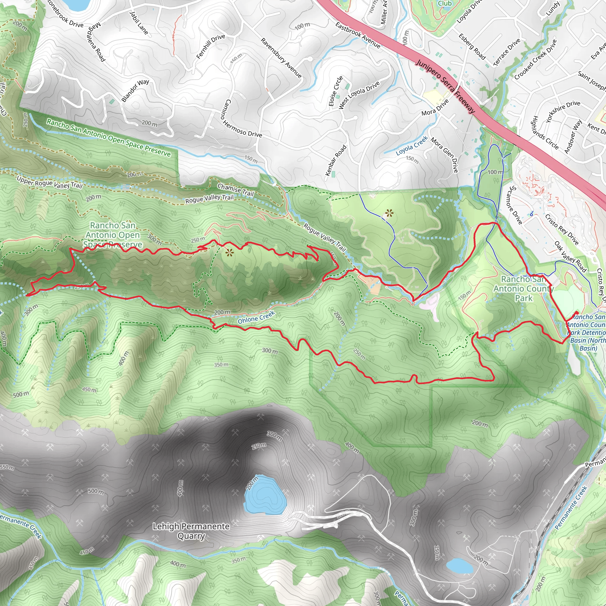 Upper High Meadow, Upper Wildcat Canyon and Permanente Creek Loop mobile static map