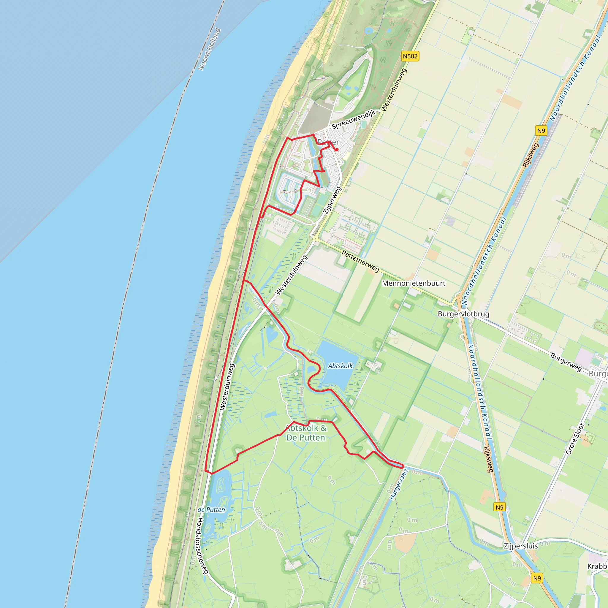 Nederlands Kustpad and Patten Oranje Loop mobile static map