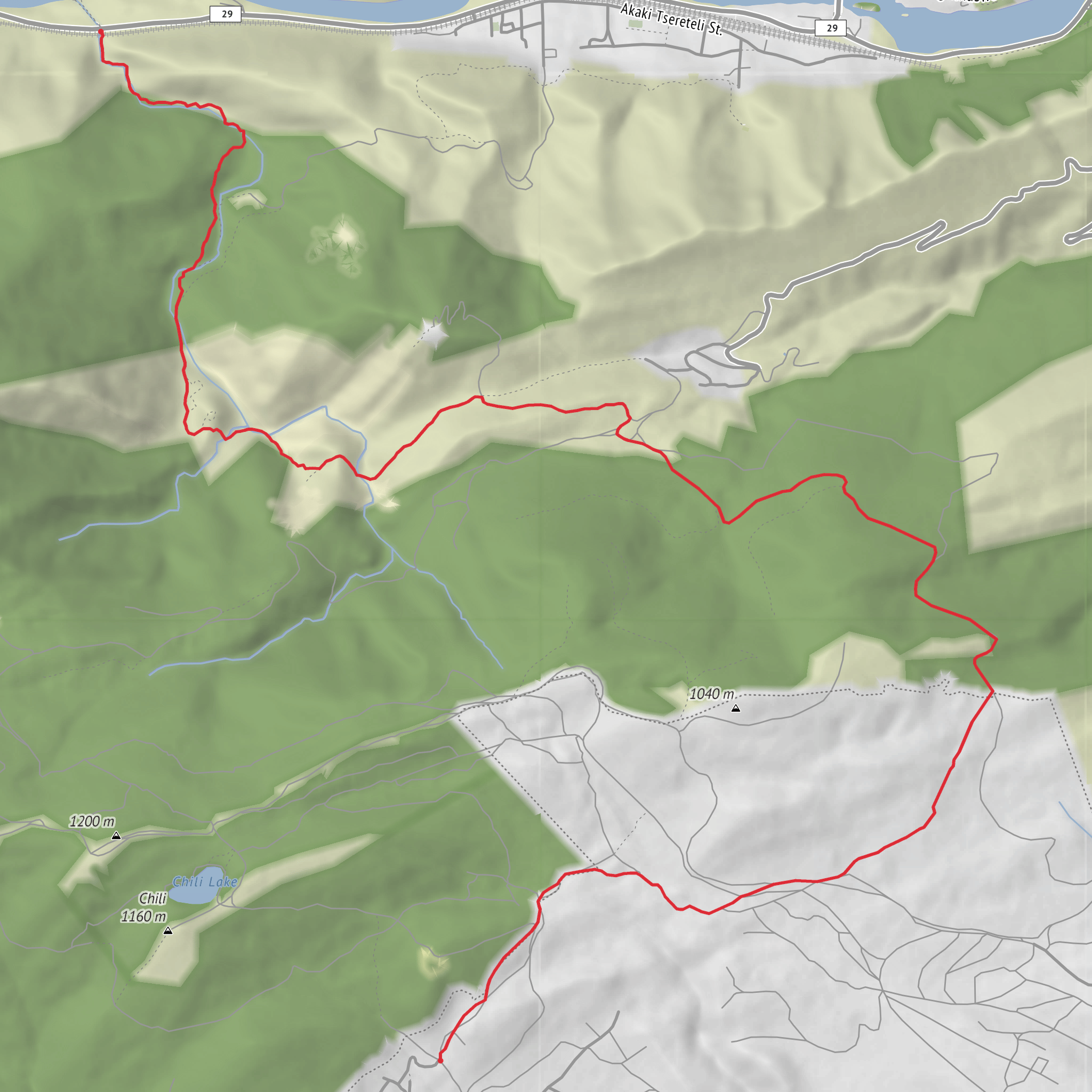 Light hike from Telovani to Armazi mobile static map