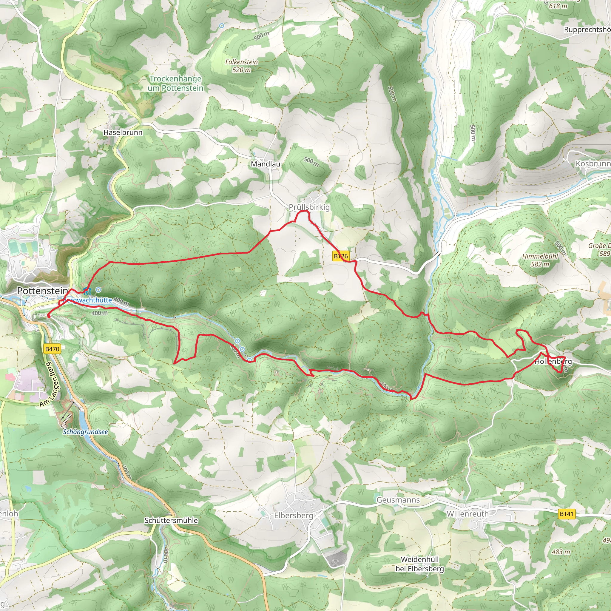 Pottenstein to Hollenberg Loop via Hatzerkirche mobile static map