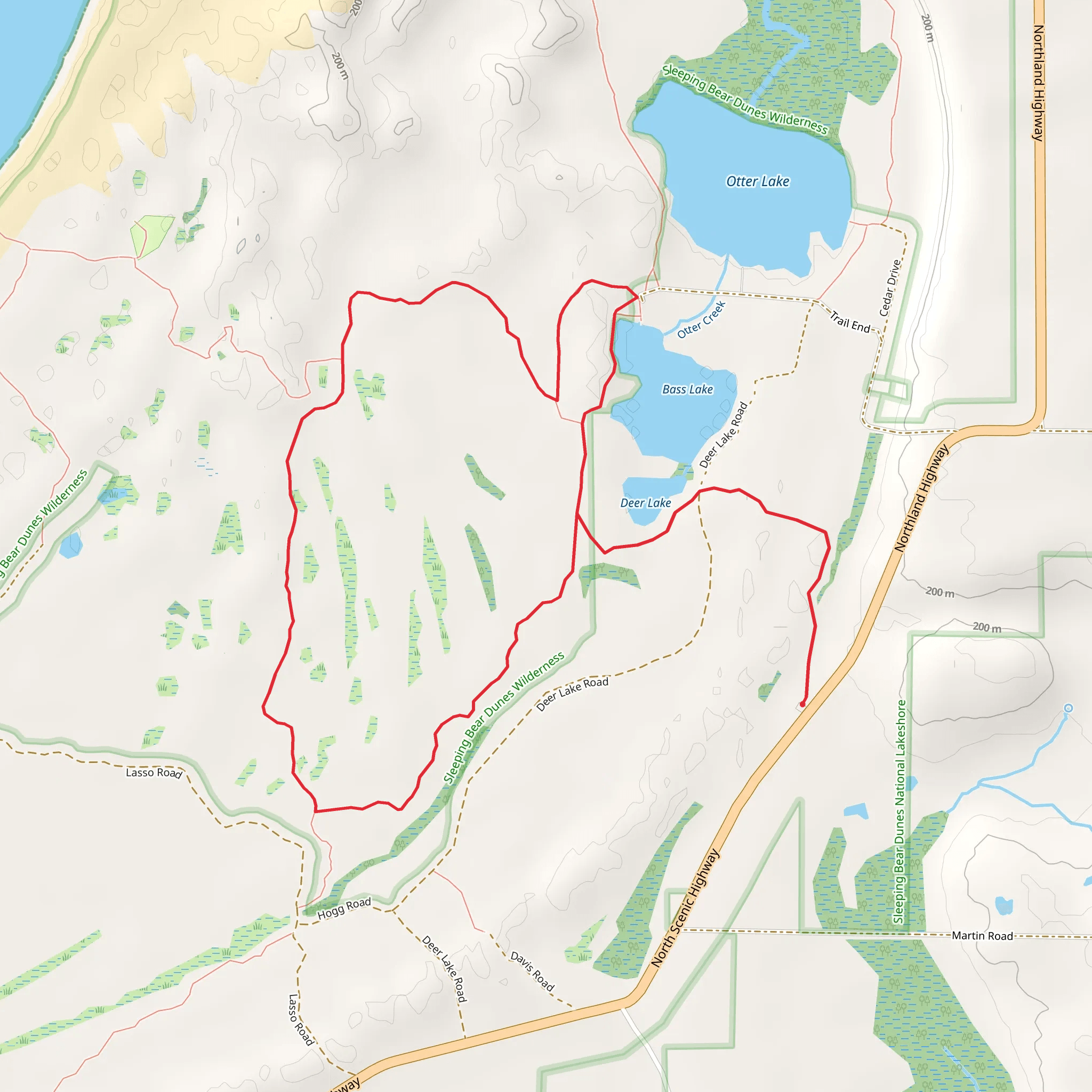 Bass Lake and Deer Lake Loop mobile static map