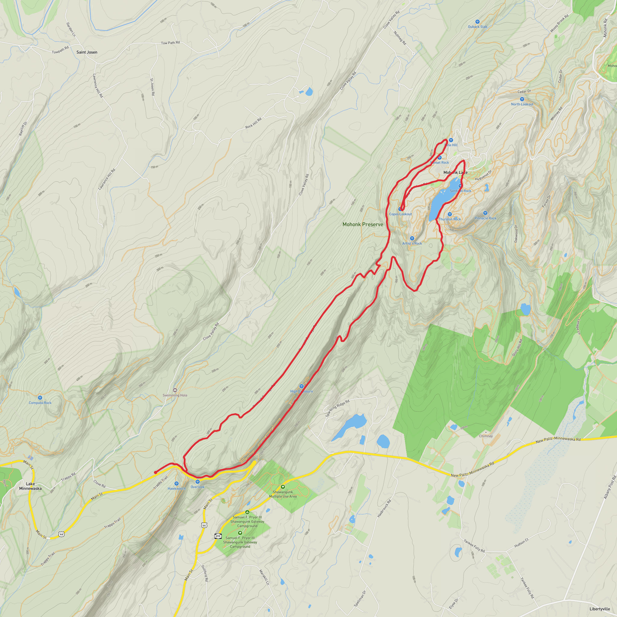Mohonk Lake Loop mobile static map