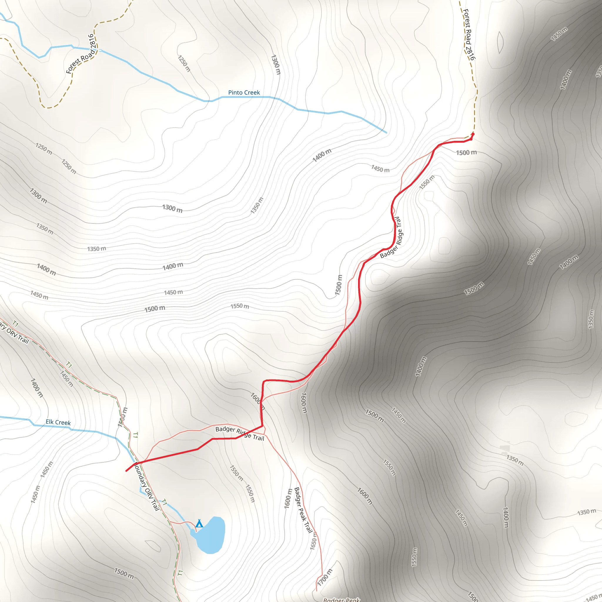 Badger Ridge Trail mobile static map