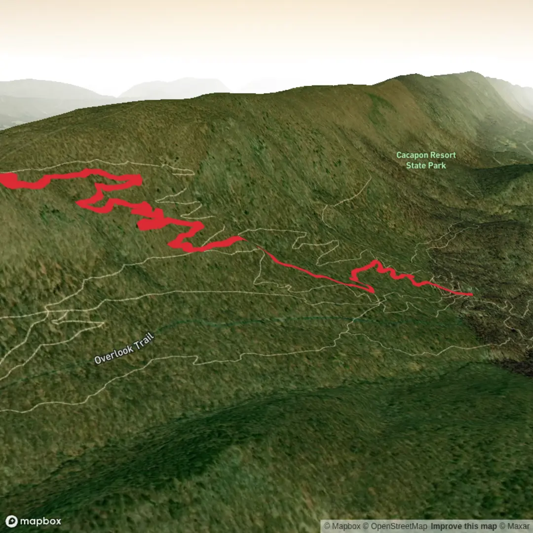 An image depicting the trail Middle Boy Scout and Party On and its surrounding area.
